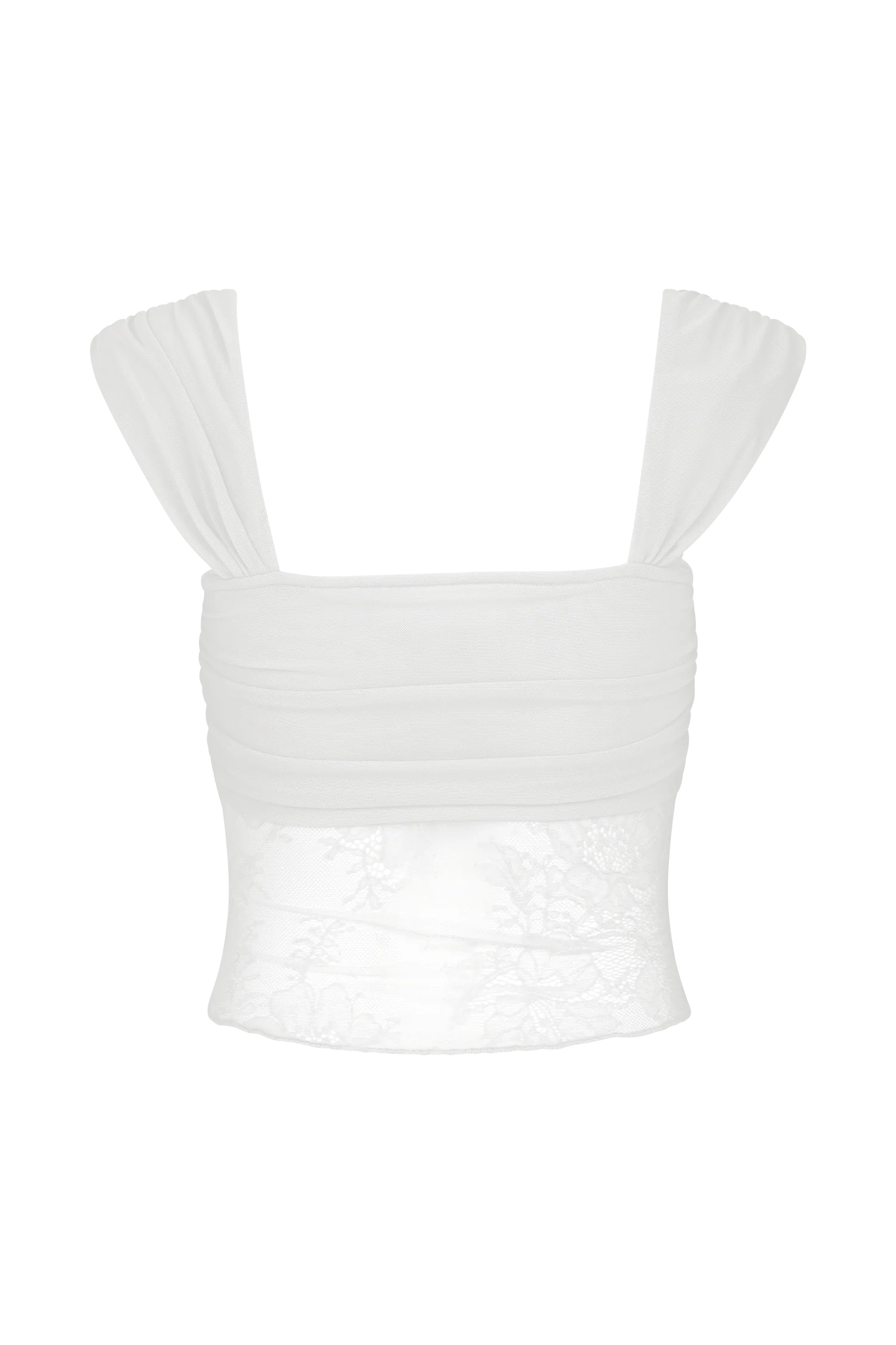 Guinevere Lace And Mesh Top - Ivory - Image 9