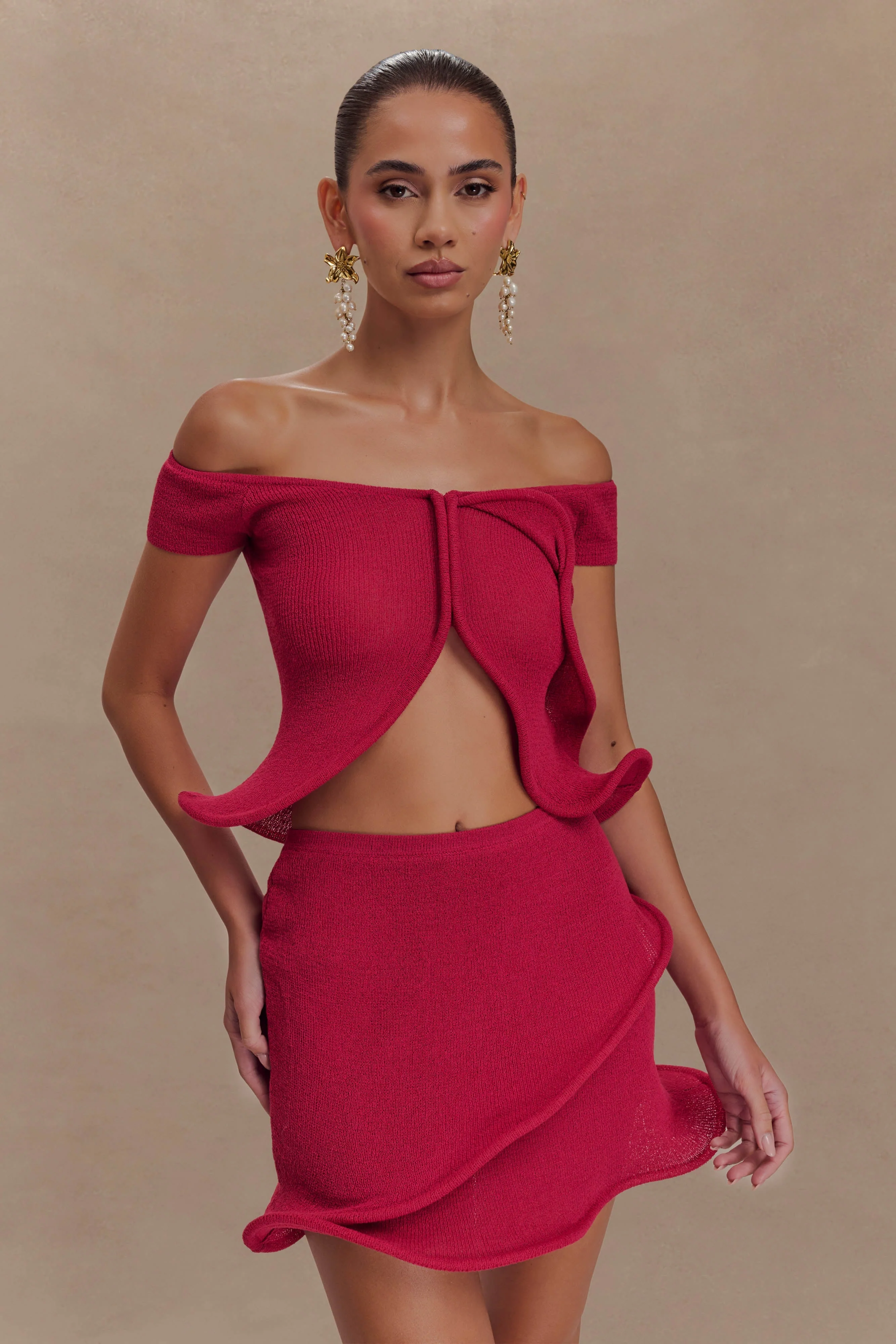 Haisley Knit Mini Skirt - Raspberry - Image 7