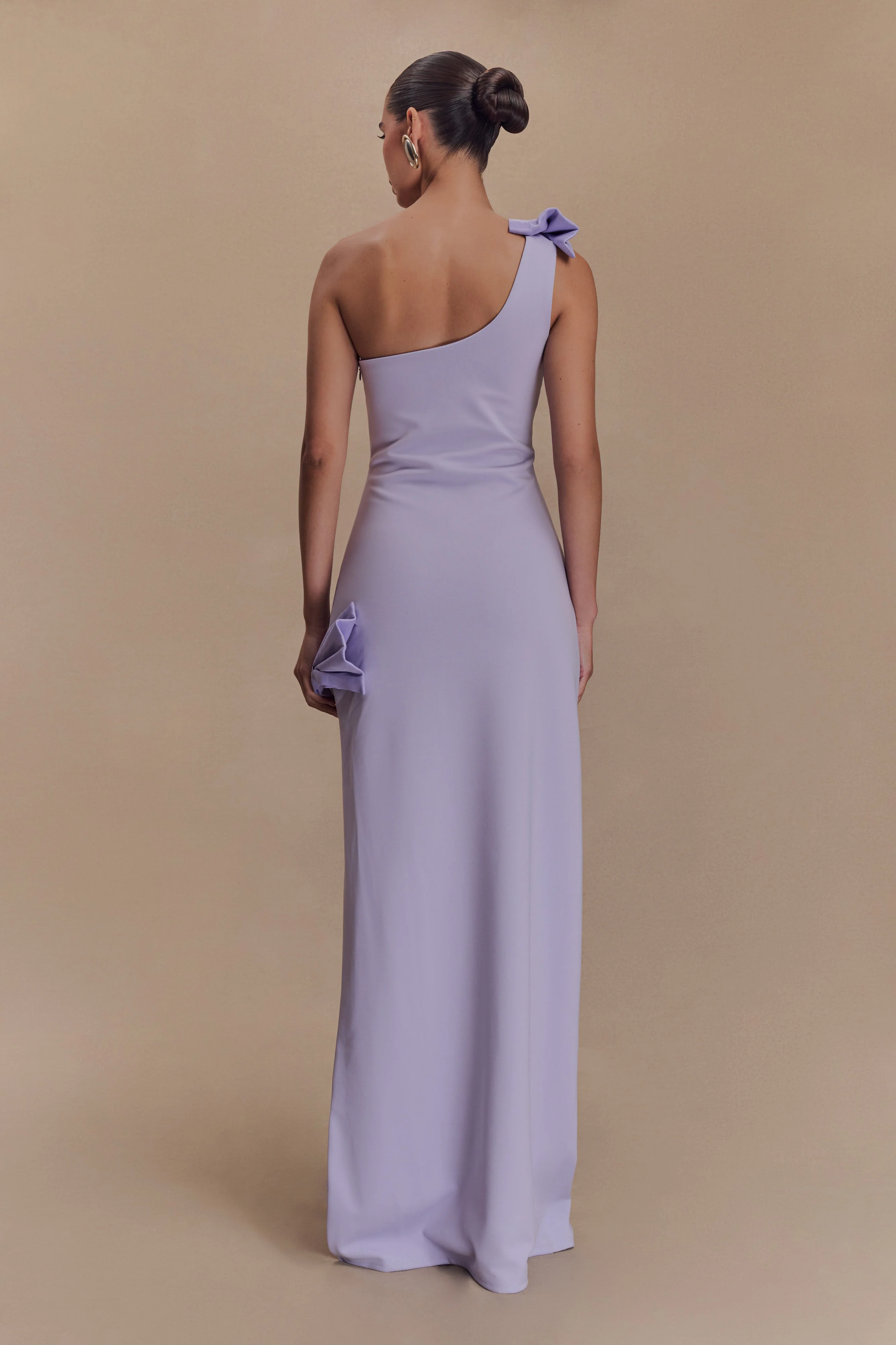 Hallie One Shoulder Bow Maxi Dress - Lilac - Image 2