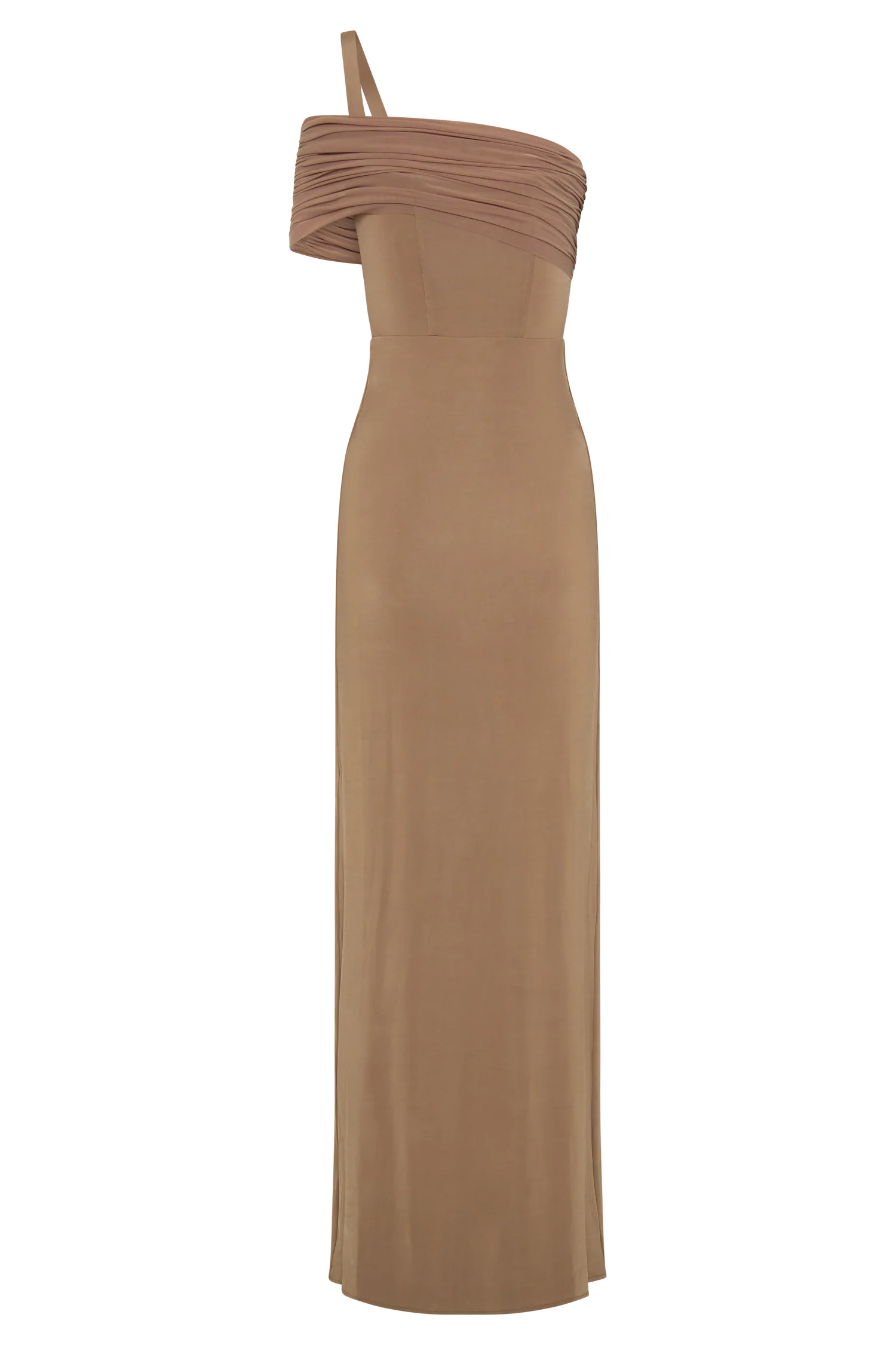 Hanh One Shoulder Mesh Maxi Dress - Tan - Image 10