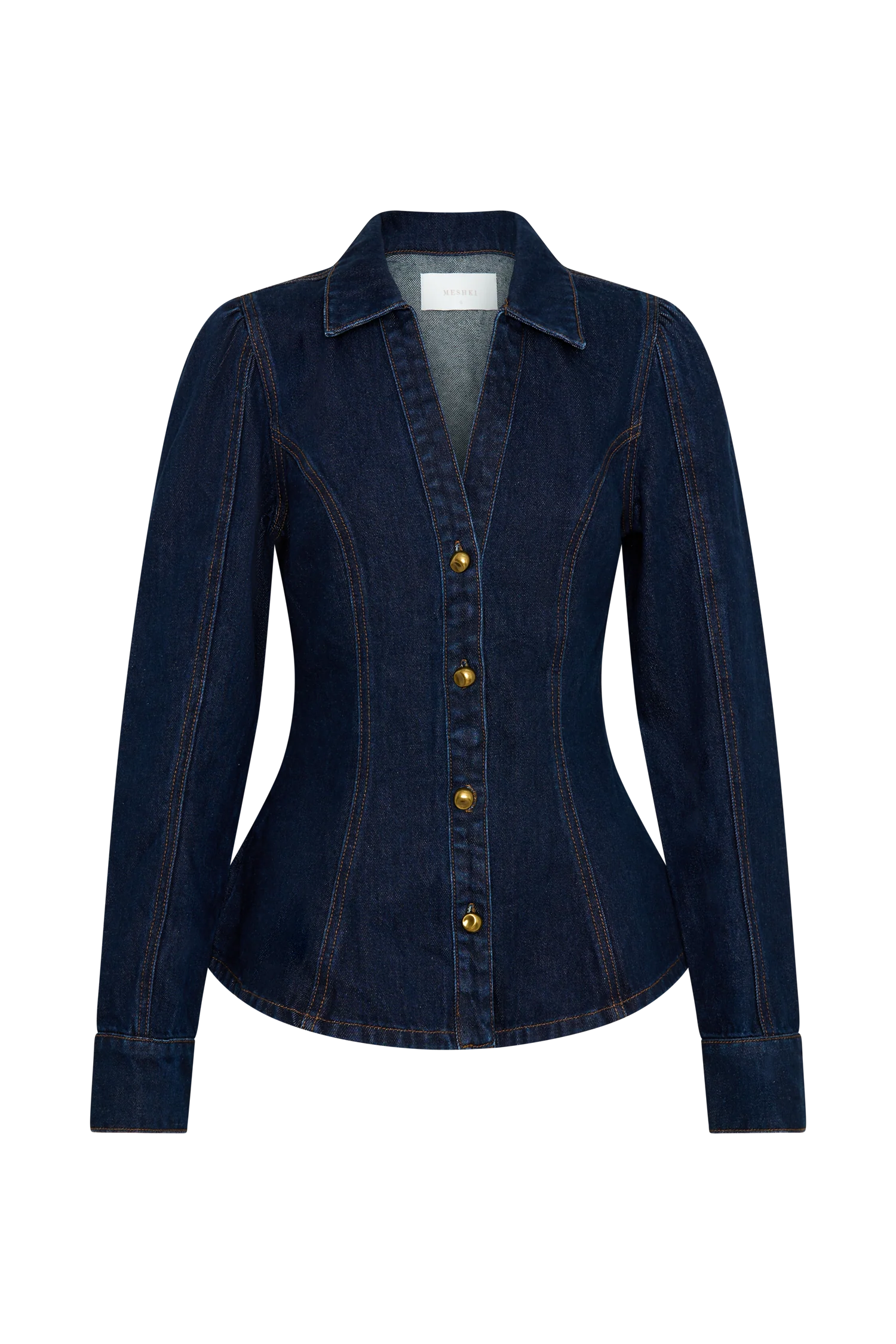 Hilary Long Sleeve Denim Top - Indigo Blue - Image 8