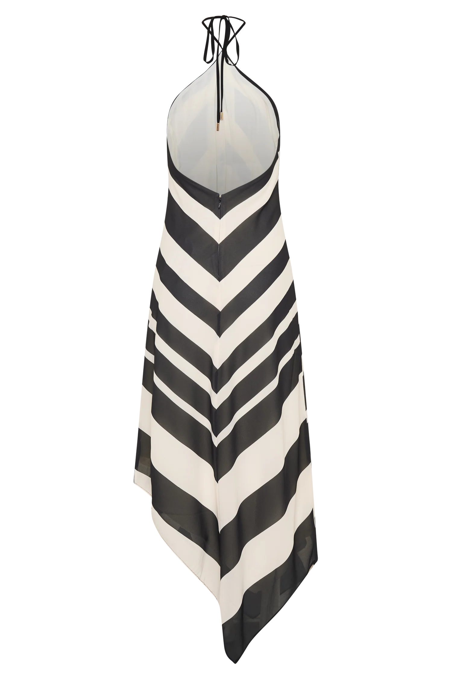 Hope Satin Halter Midi Dress - Black/White - Image 9