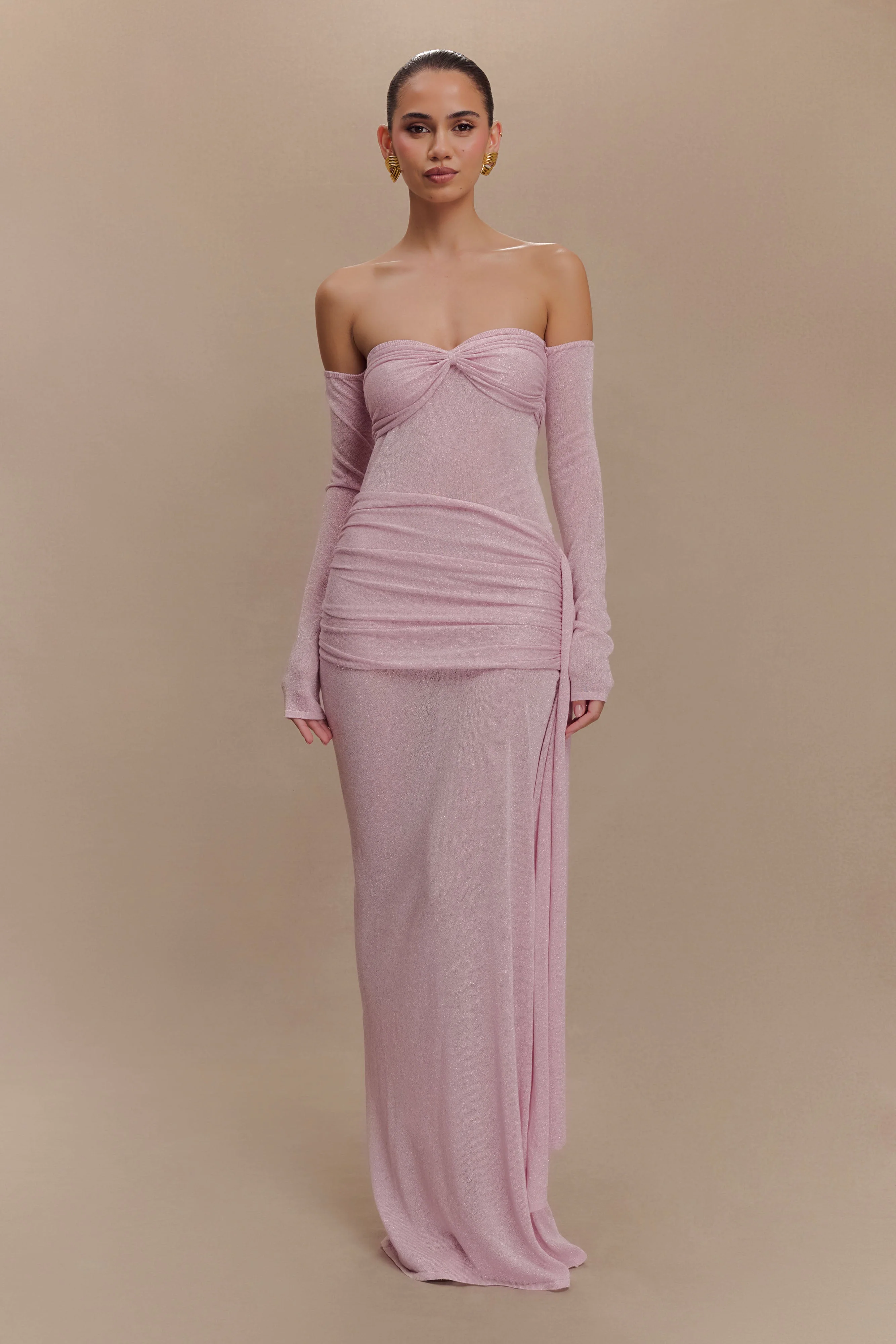 Ingrid Metallic Knit Maxi Dress - Baby Pink - Image 6