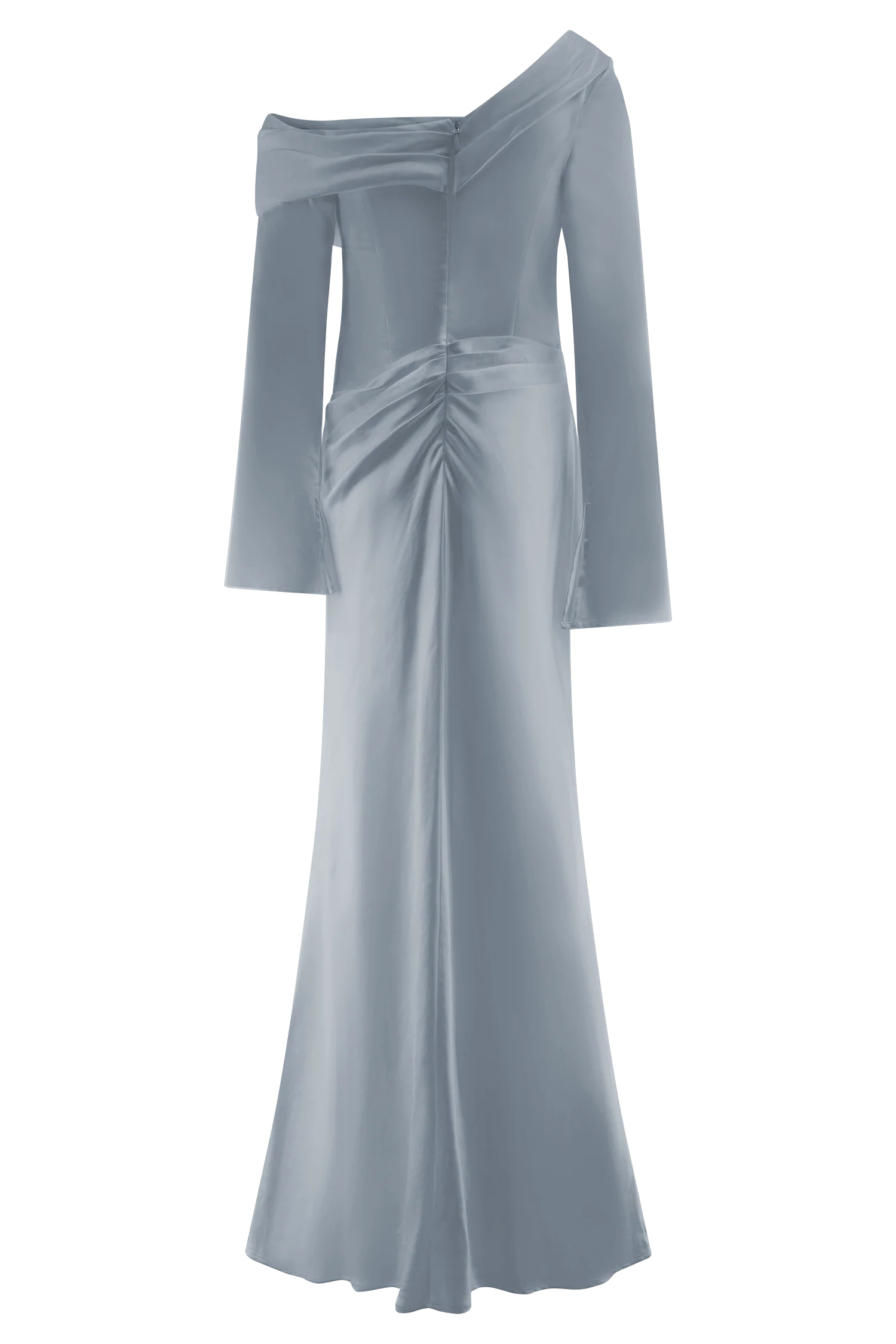 Iris Long Sleeve Satin Maxi Dress - Frosted Blue - Image 12