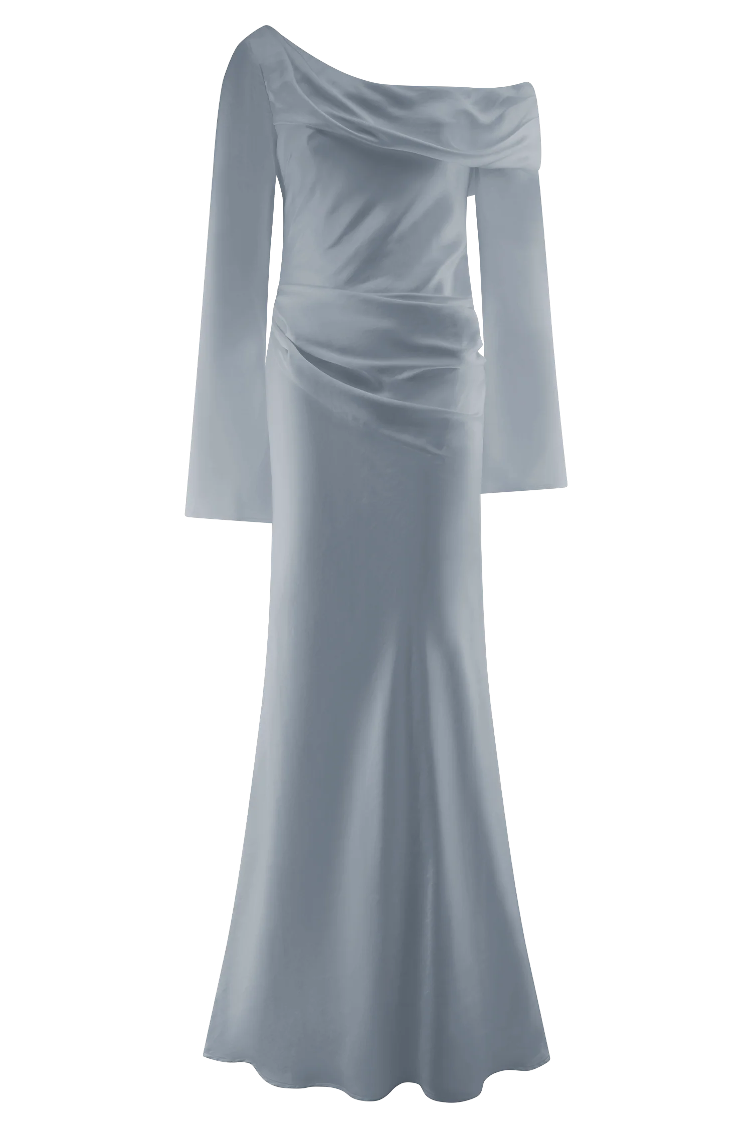 Iris Long Sleeve Satin Maxi Dress - Frosted Blue - Image 13