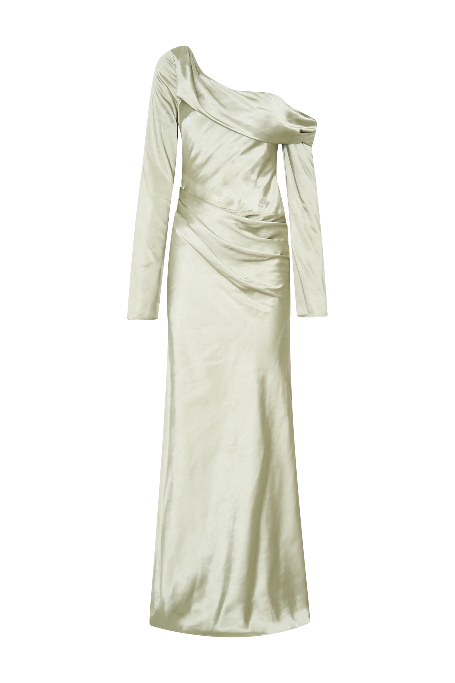 Iris Long Sleeve Satin Maxi Dress - Sage - Image 13