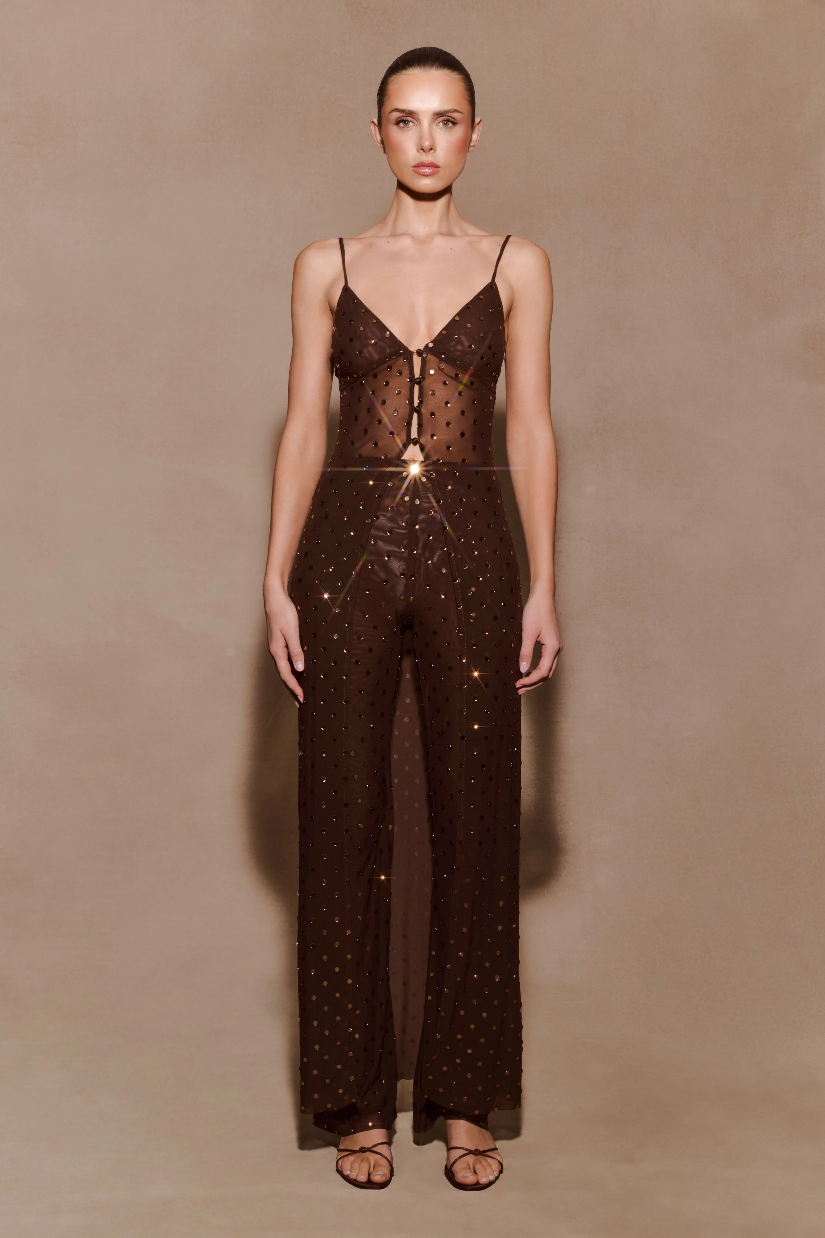 Jackie Longline Diamante Top - Chocolate - Image 6