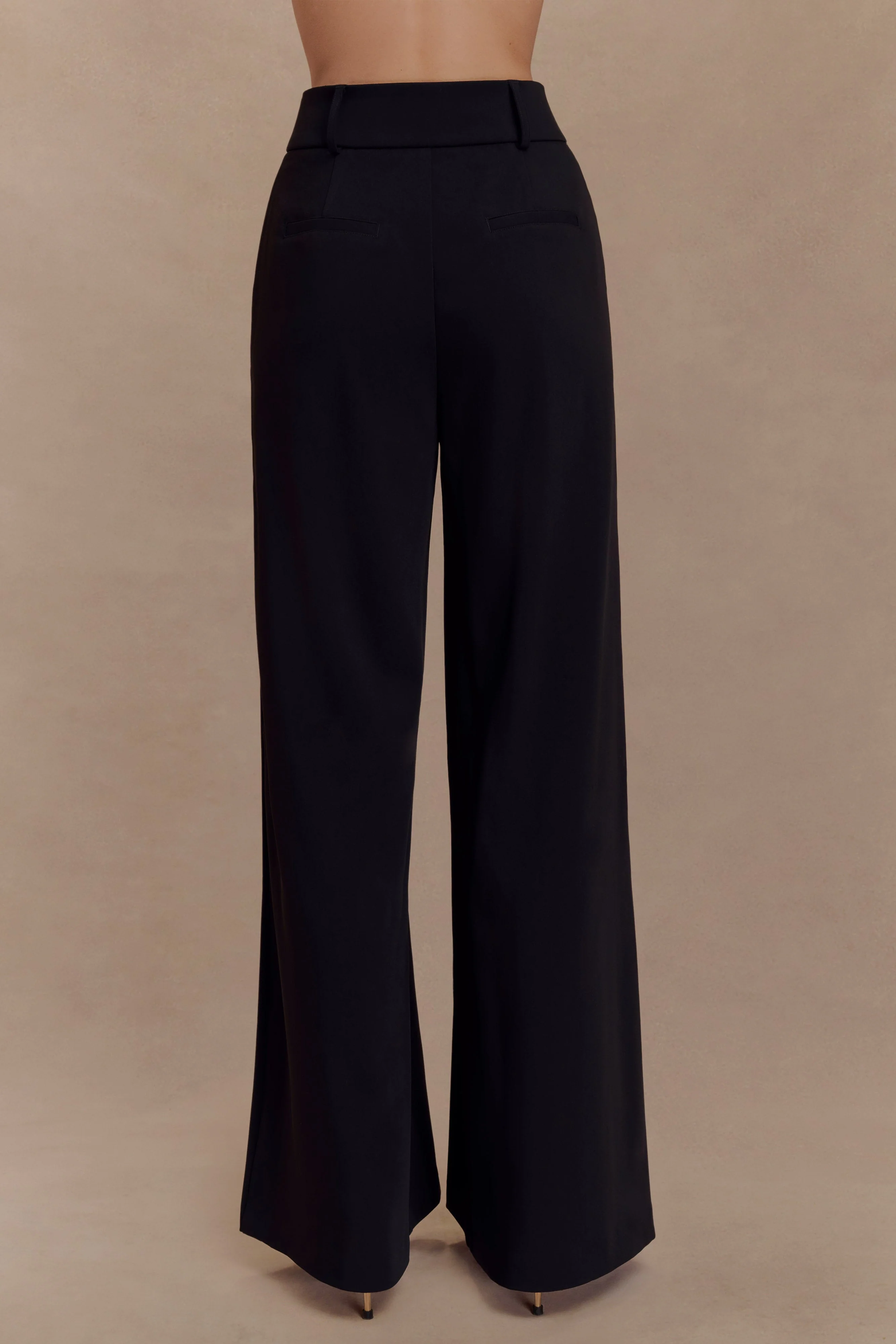 Jacqueline Pleated Wide Leg Pants - Black - Image 2