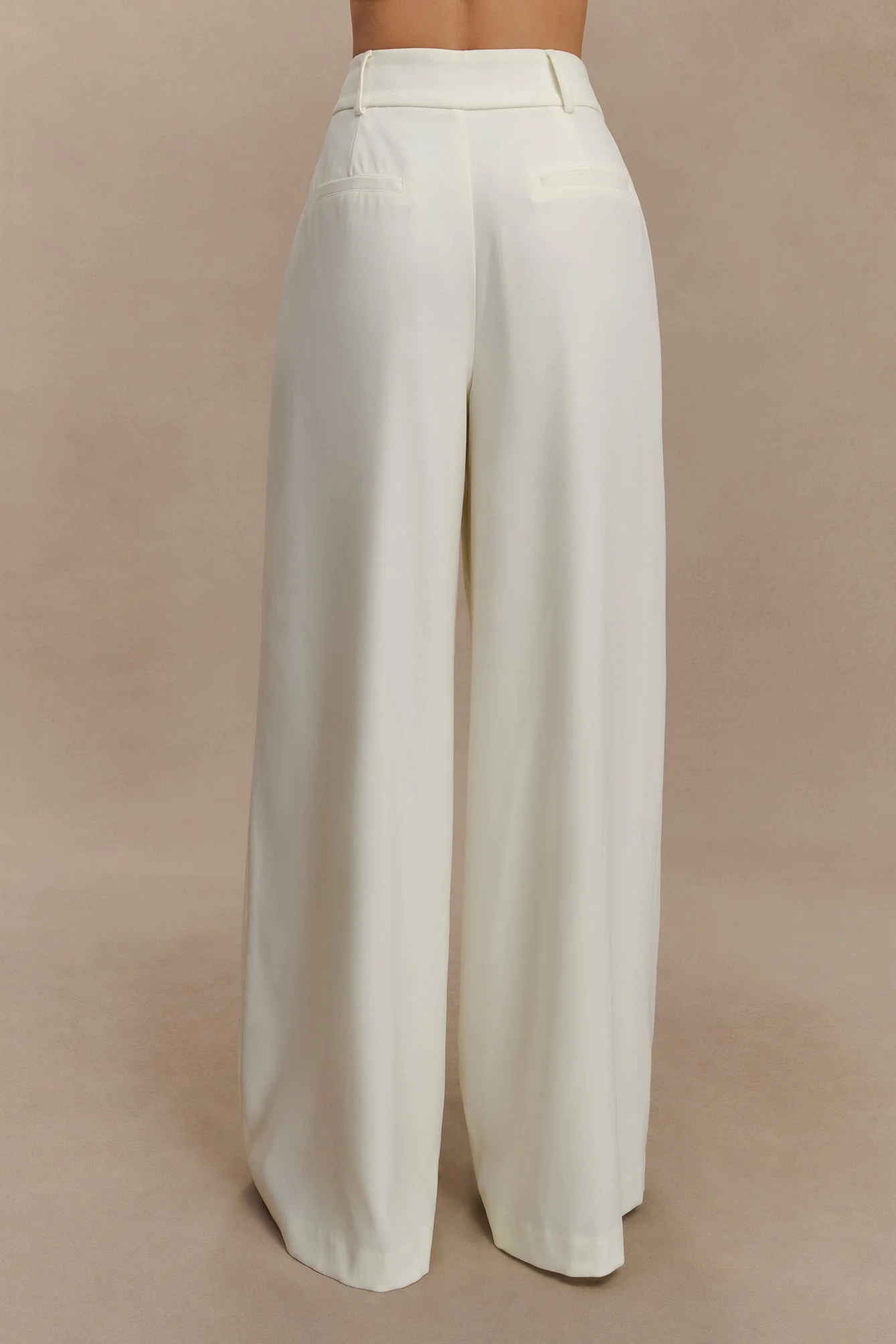 Jacqueline Pleated Wide Leg Pants - Ivory - Image 3