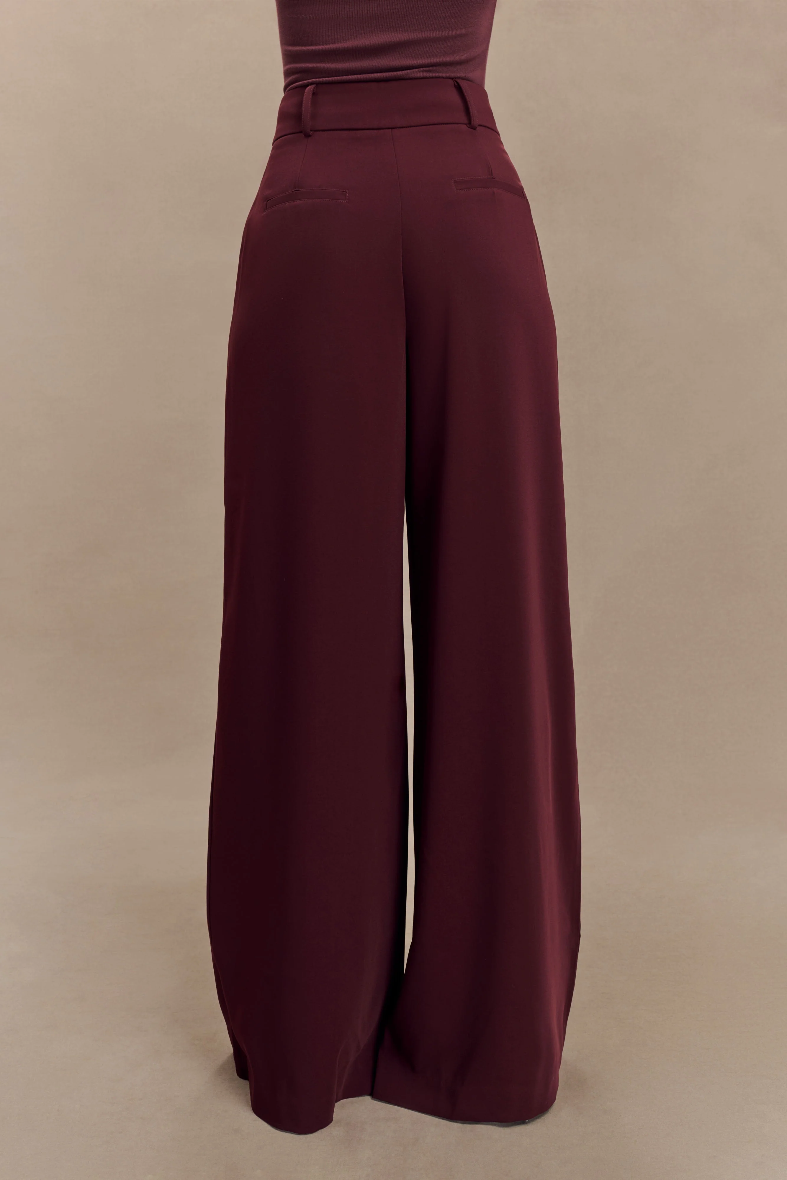 Jacqueline Pleated Wide Leg Pants - Mahogany - Image 3