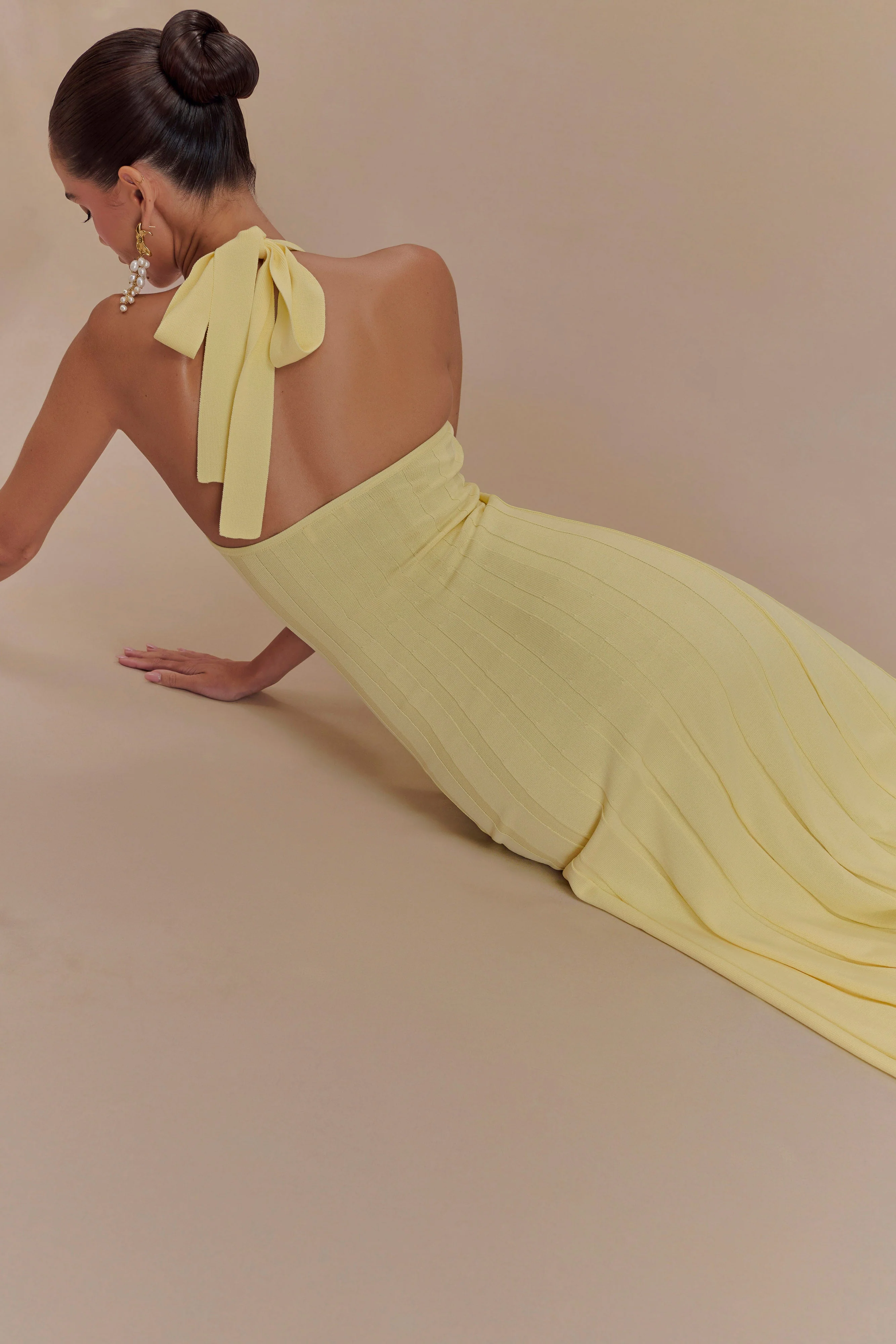 Jacqui Halter Knit Midi Dress - Lemon - Image 3