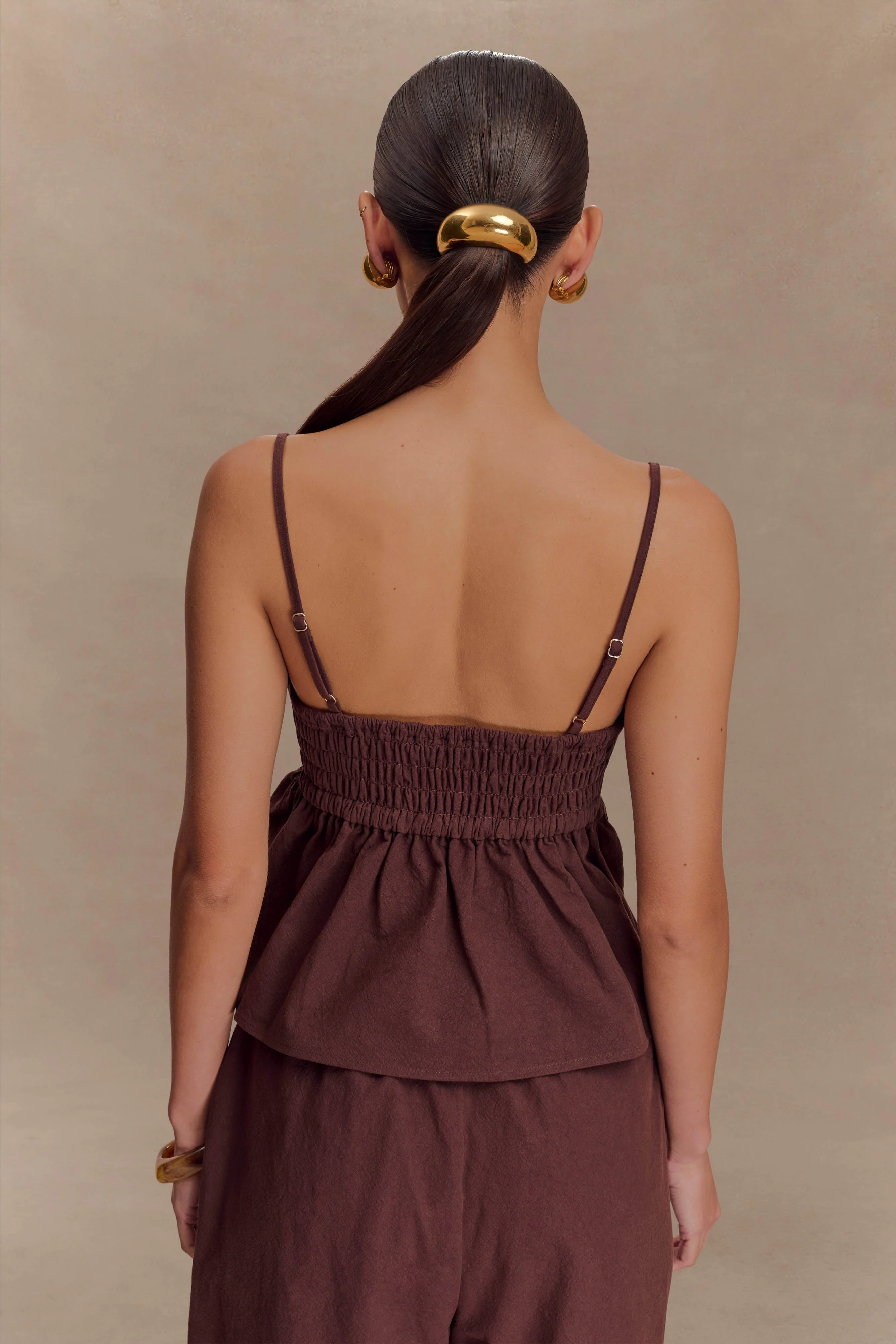 Janayia Cotton Beaded Top - Dark Espresso - Image 2