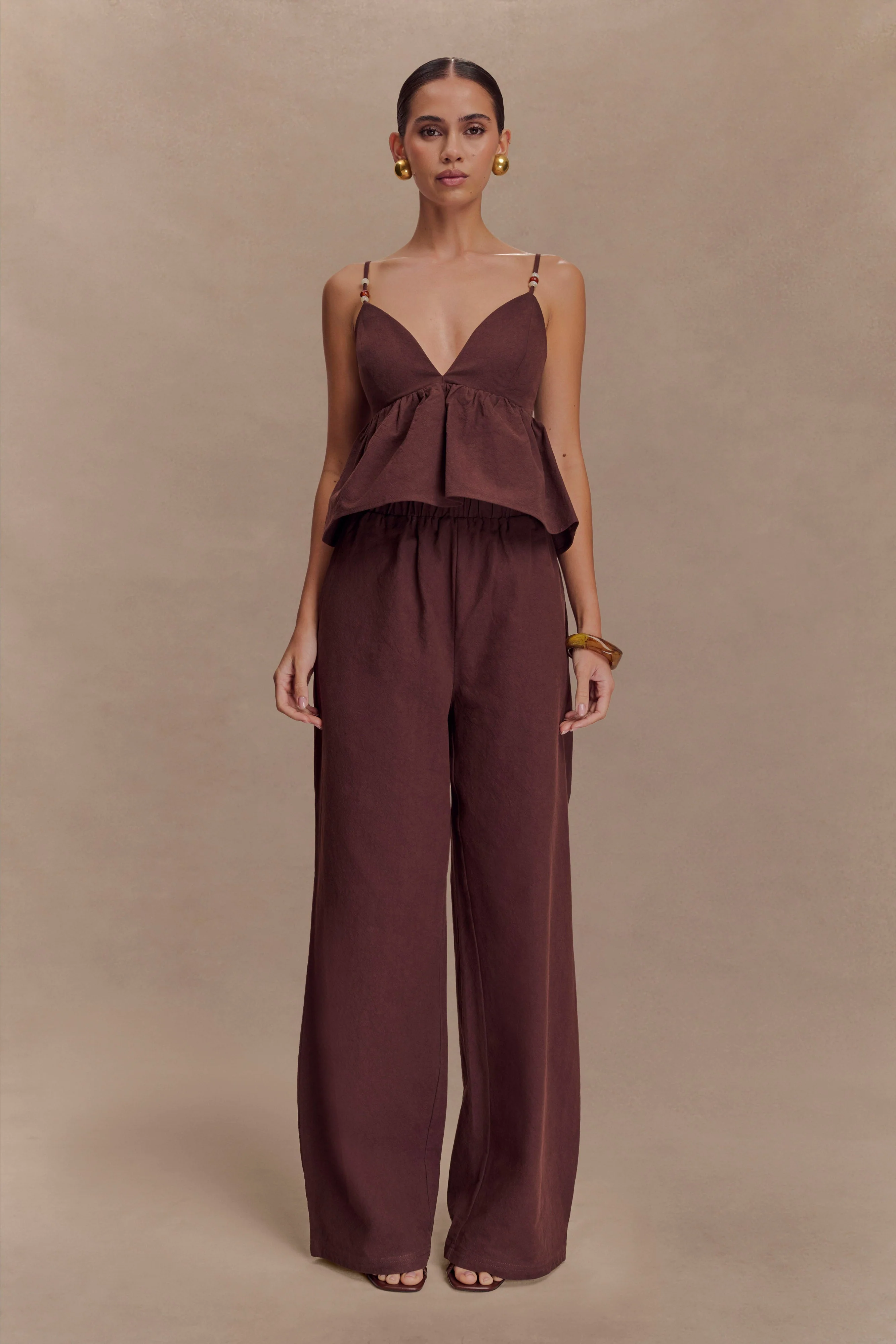 Janayia Cotton Beaded Top - Dark Espresso - Image 6