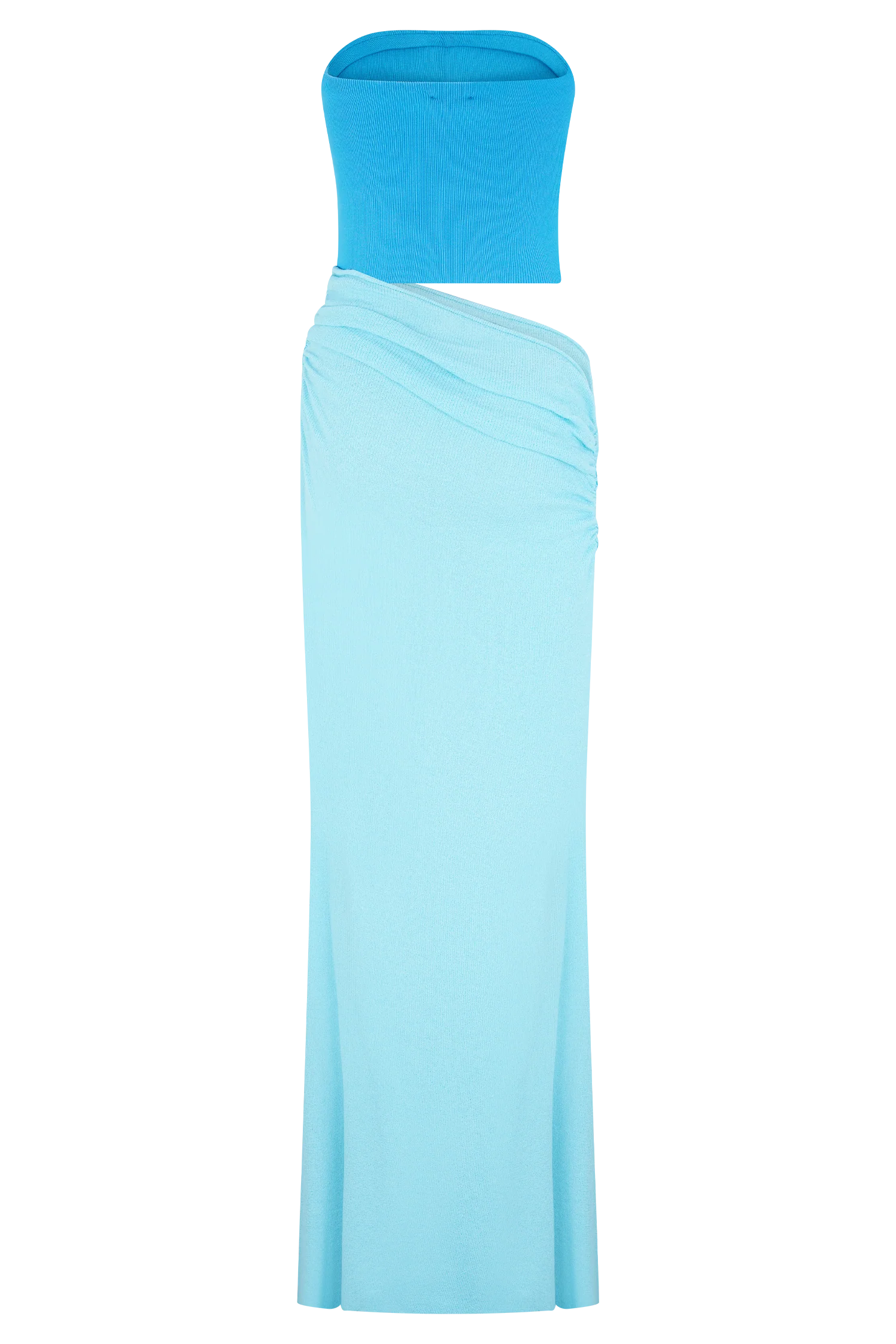 Jasiel Strapless Knit Maxi Dress - Cyan Blue - Image 7