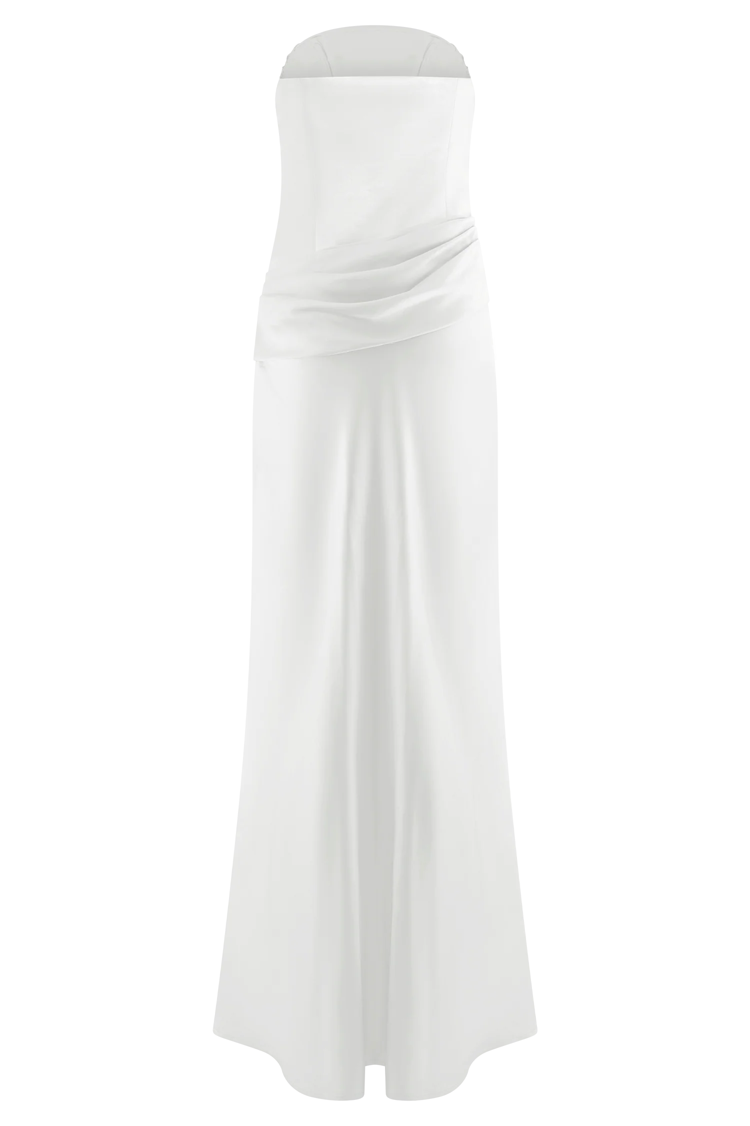 Jasmine Strapless Satin Maxi Dress - White - Image 8