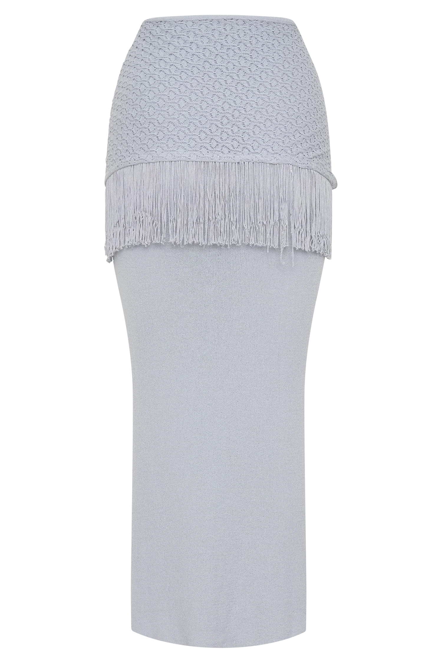 Jaytee Knit Maxi Skirt With Fringe Tie - Sky Blue - Image 8