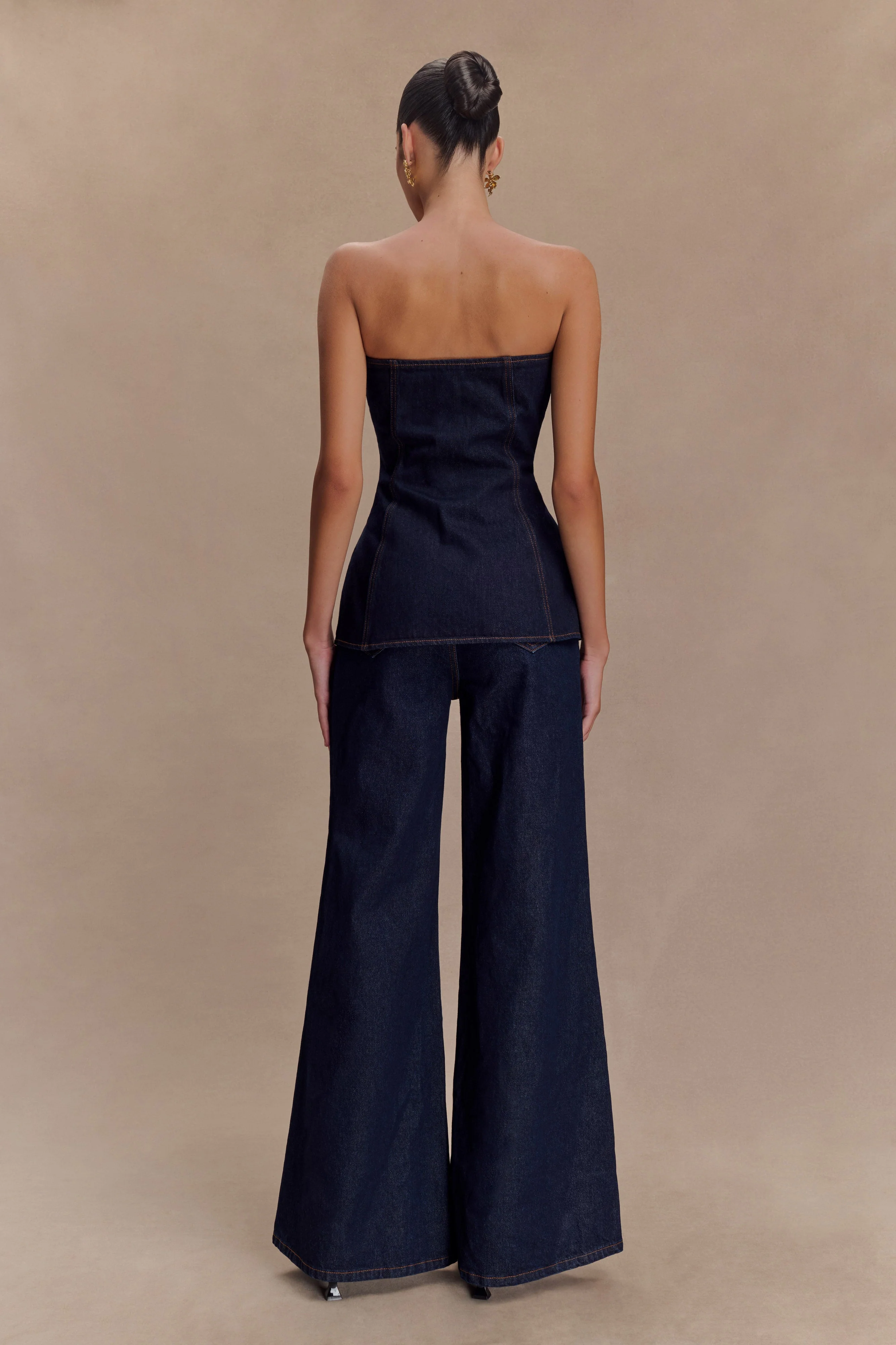 Jen Wide Leg Flare Denim Jeans - Indigo Blue - Image 2