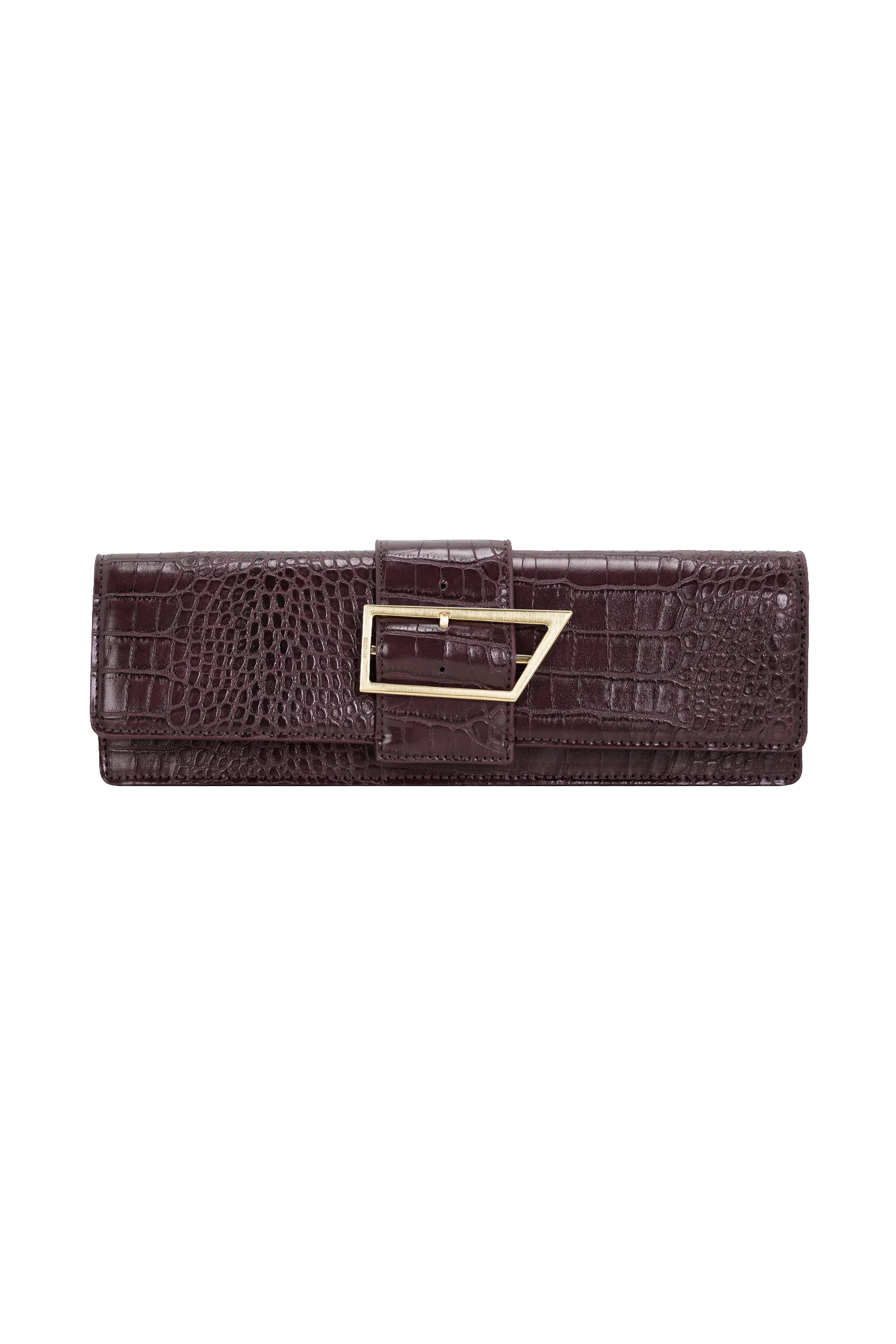 Jessica Faux Leather Crocodile Clutch - Burgundy - Image 6