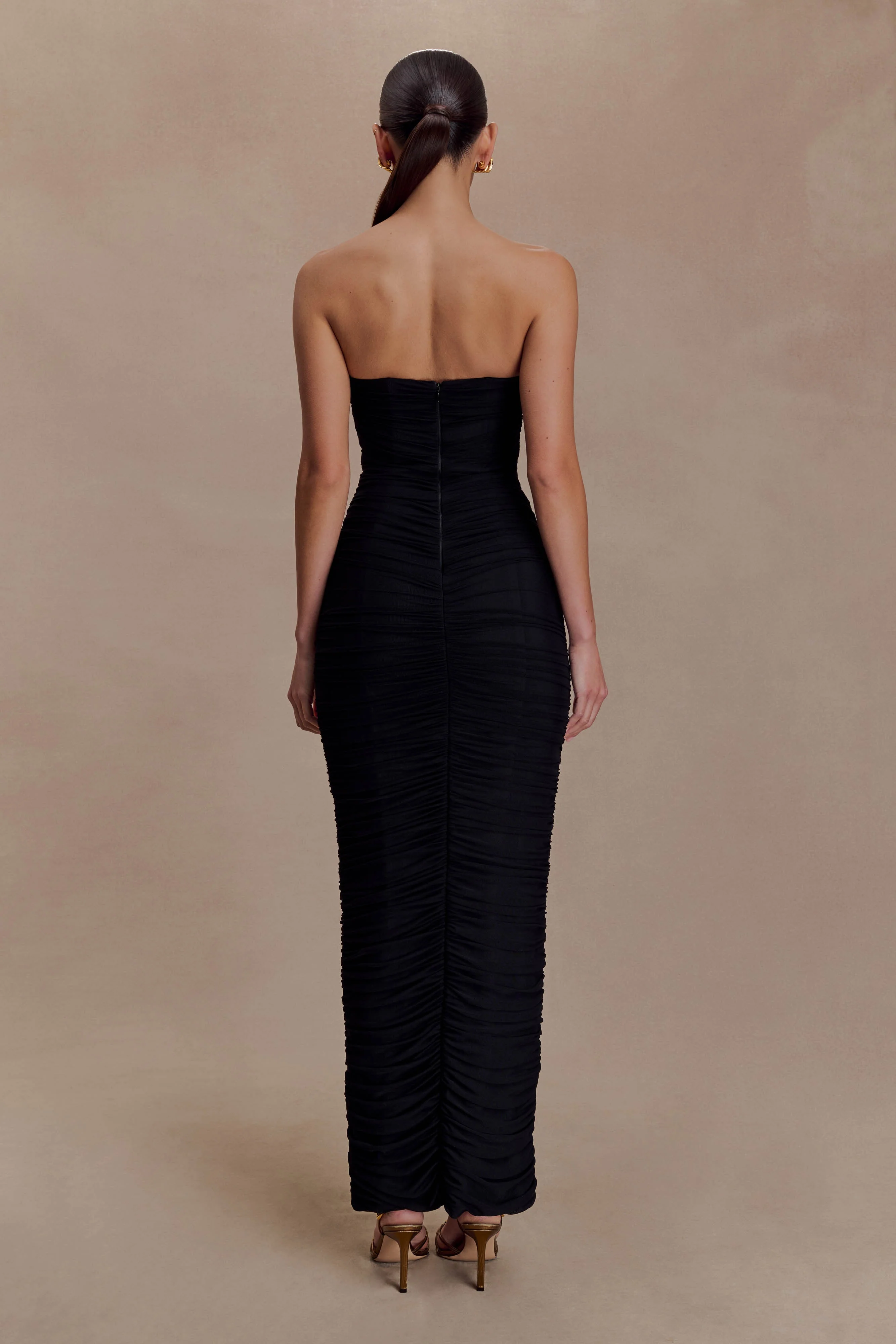 Jianna Strapless Mesh Maxi Dress - Black - Image 2