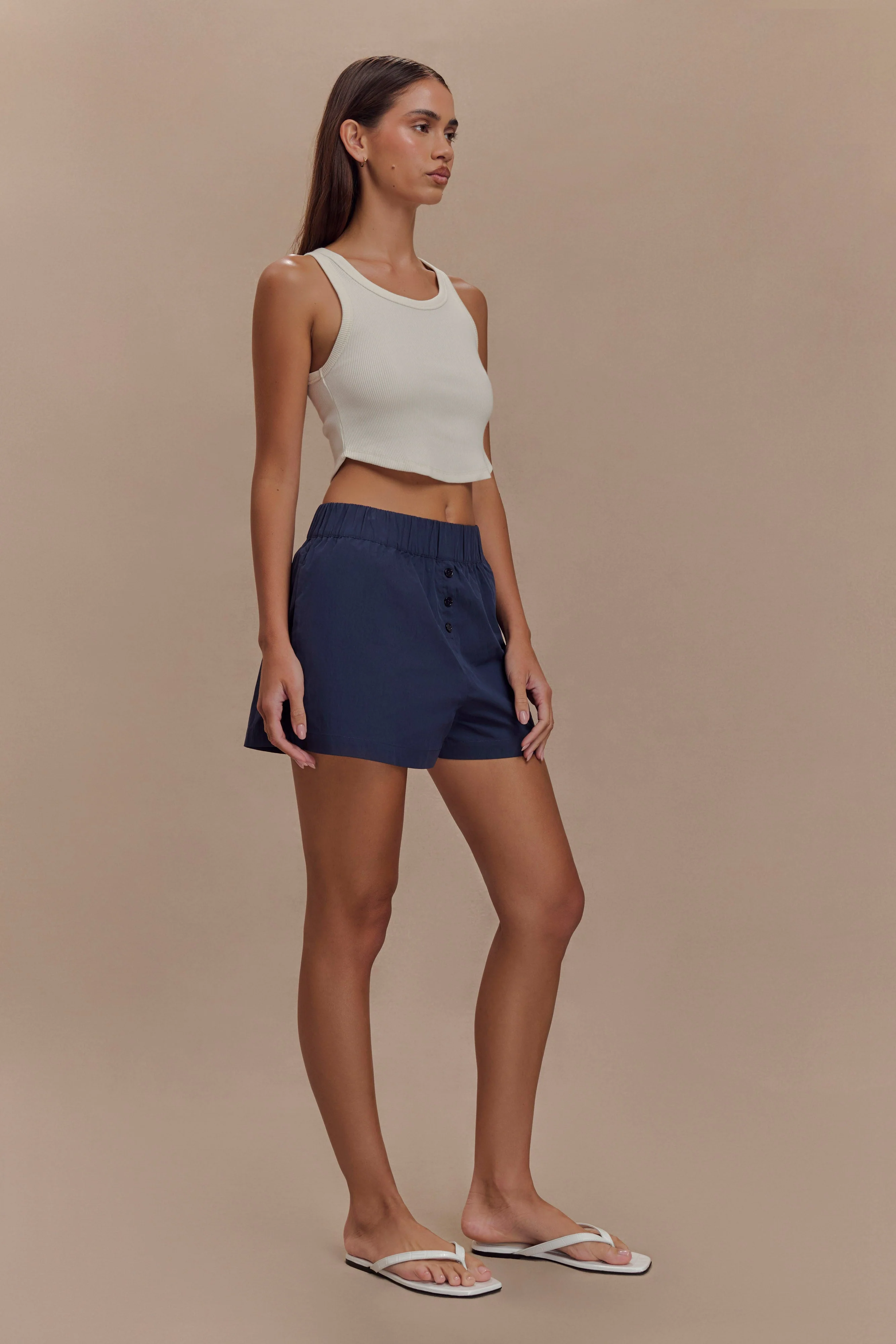 Johanna Cotton Relaxed Shorts - Navy - Image 5