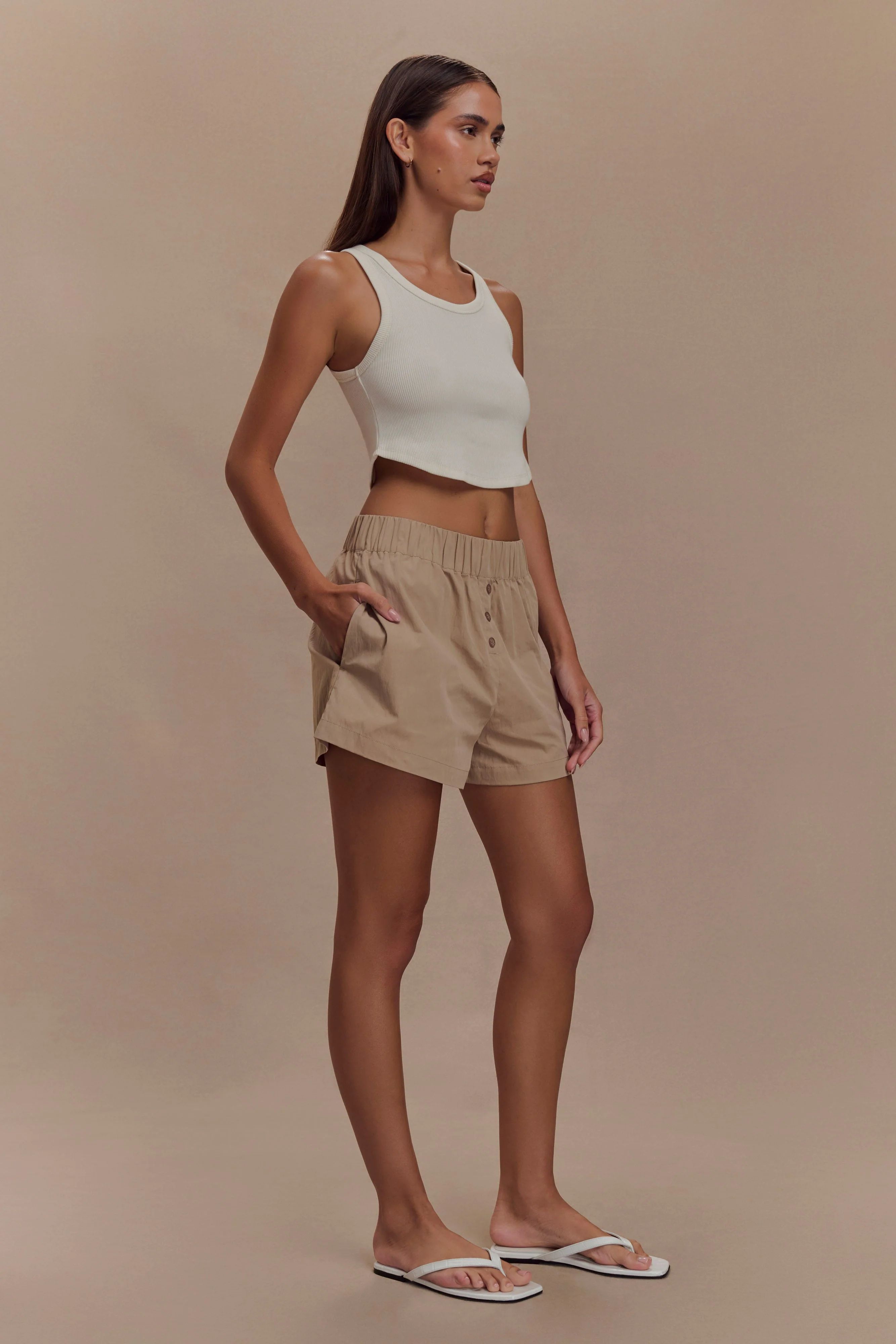 Johanna Cotton Relaxed Shorts - Sand - Image 5
