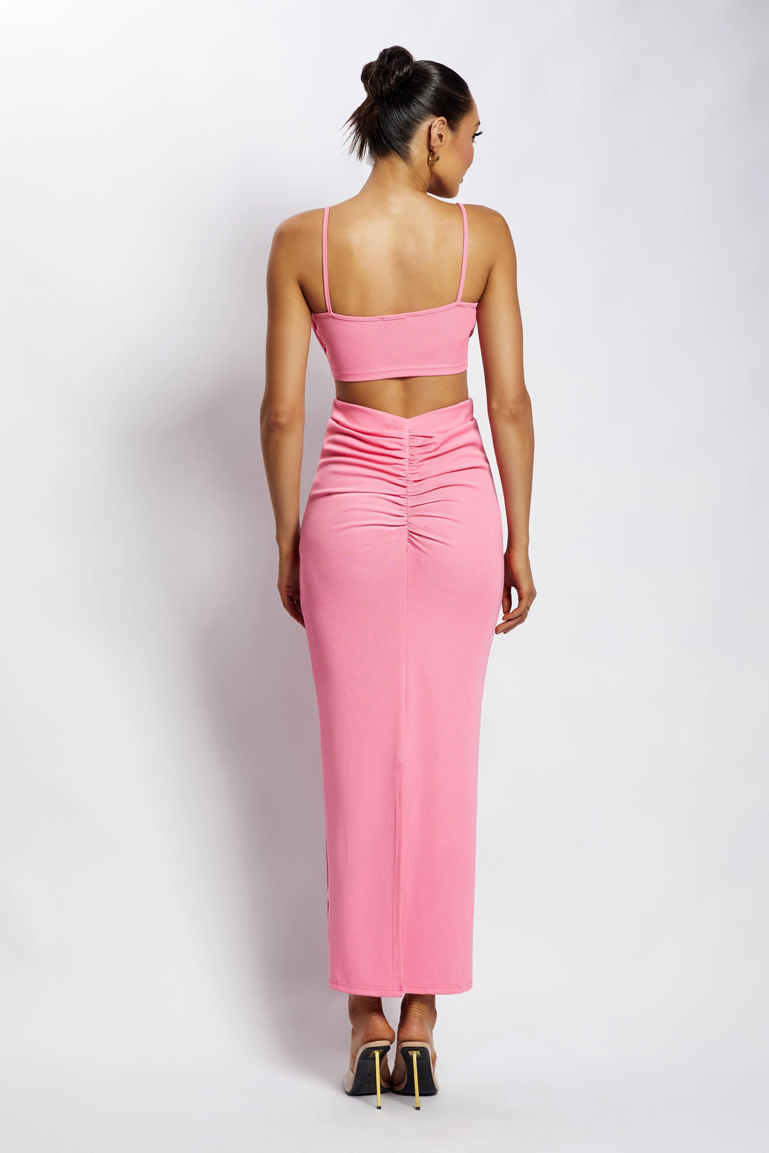 Jordan Ruched Front V Front Top - Pink - Image 2