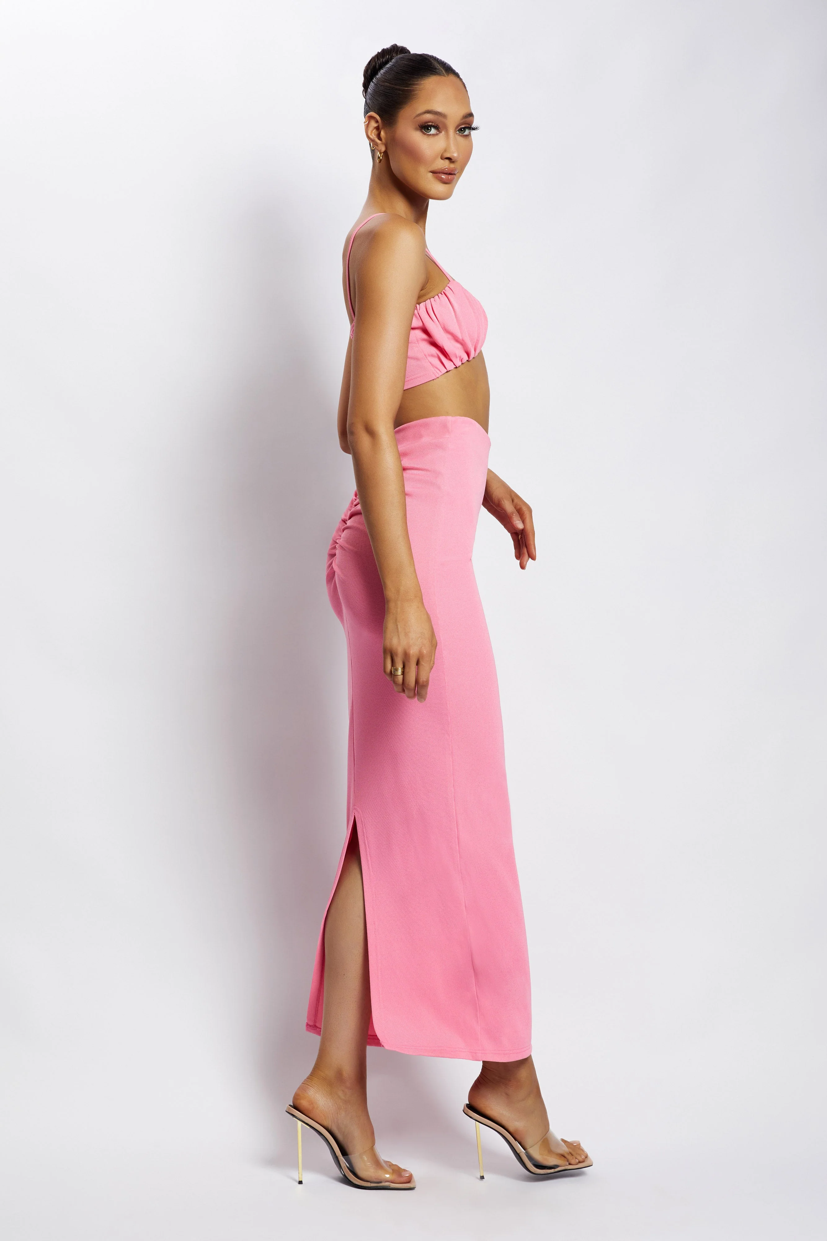 Jordan Ruched Front V Front Top - Pink - Image 6