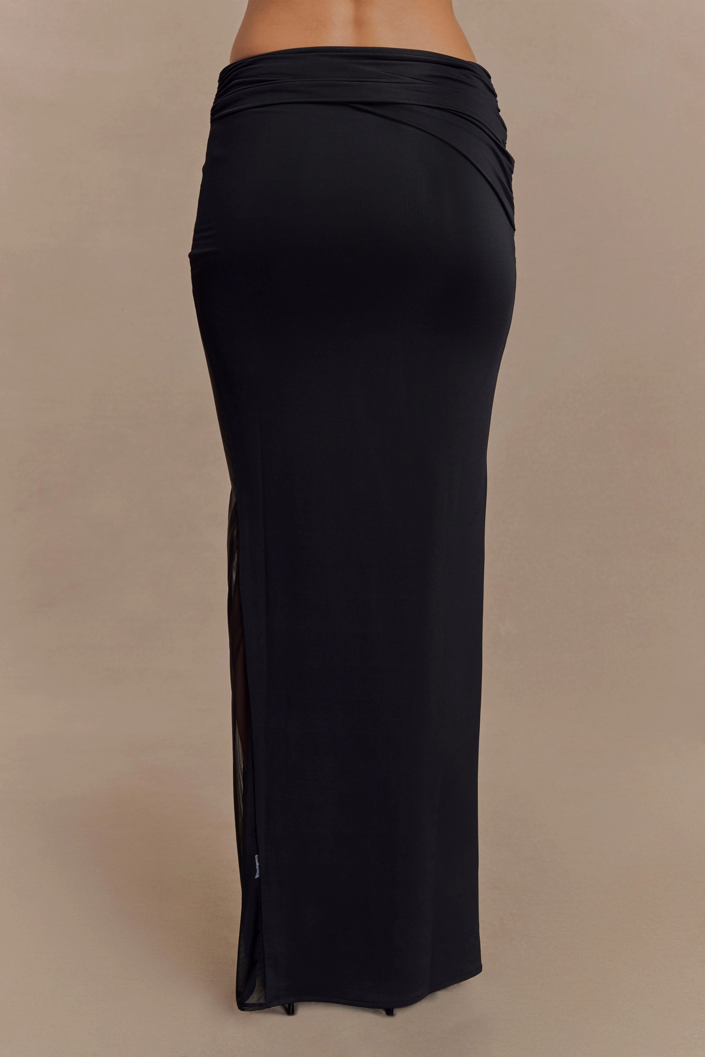 Judy Slinky And Mesh Maxi Skirt - Black - Image 3