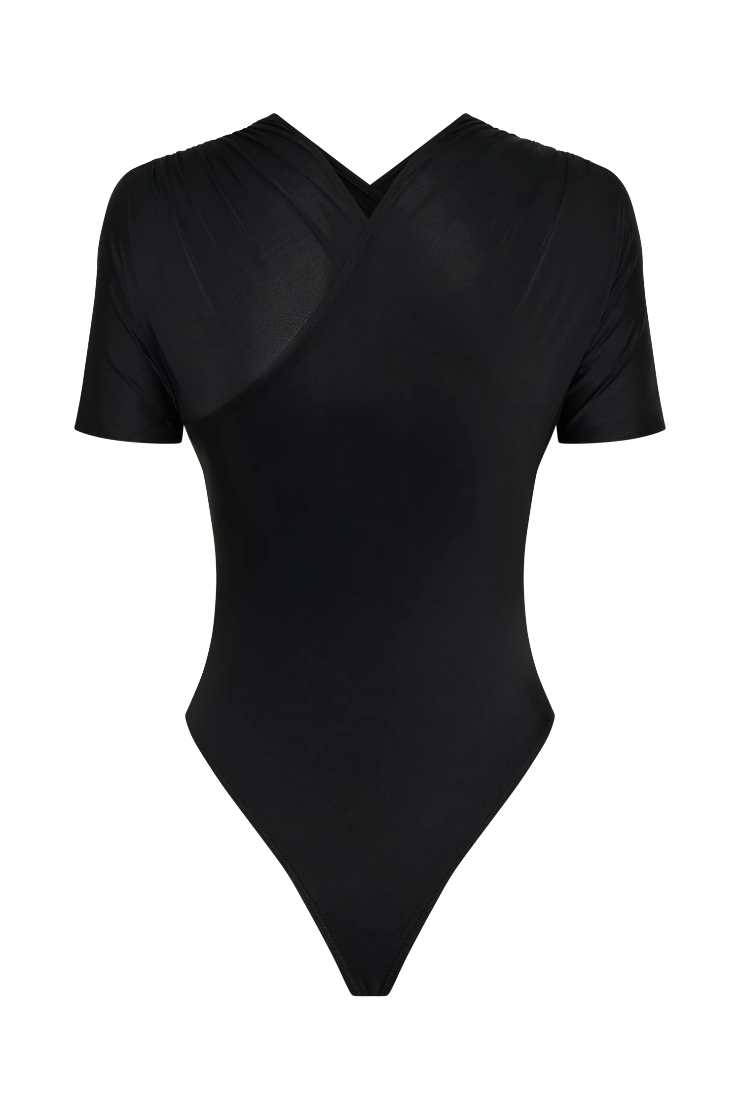 Junie Shortsleeve Cross-Over Bodysuit - Black - Image 8