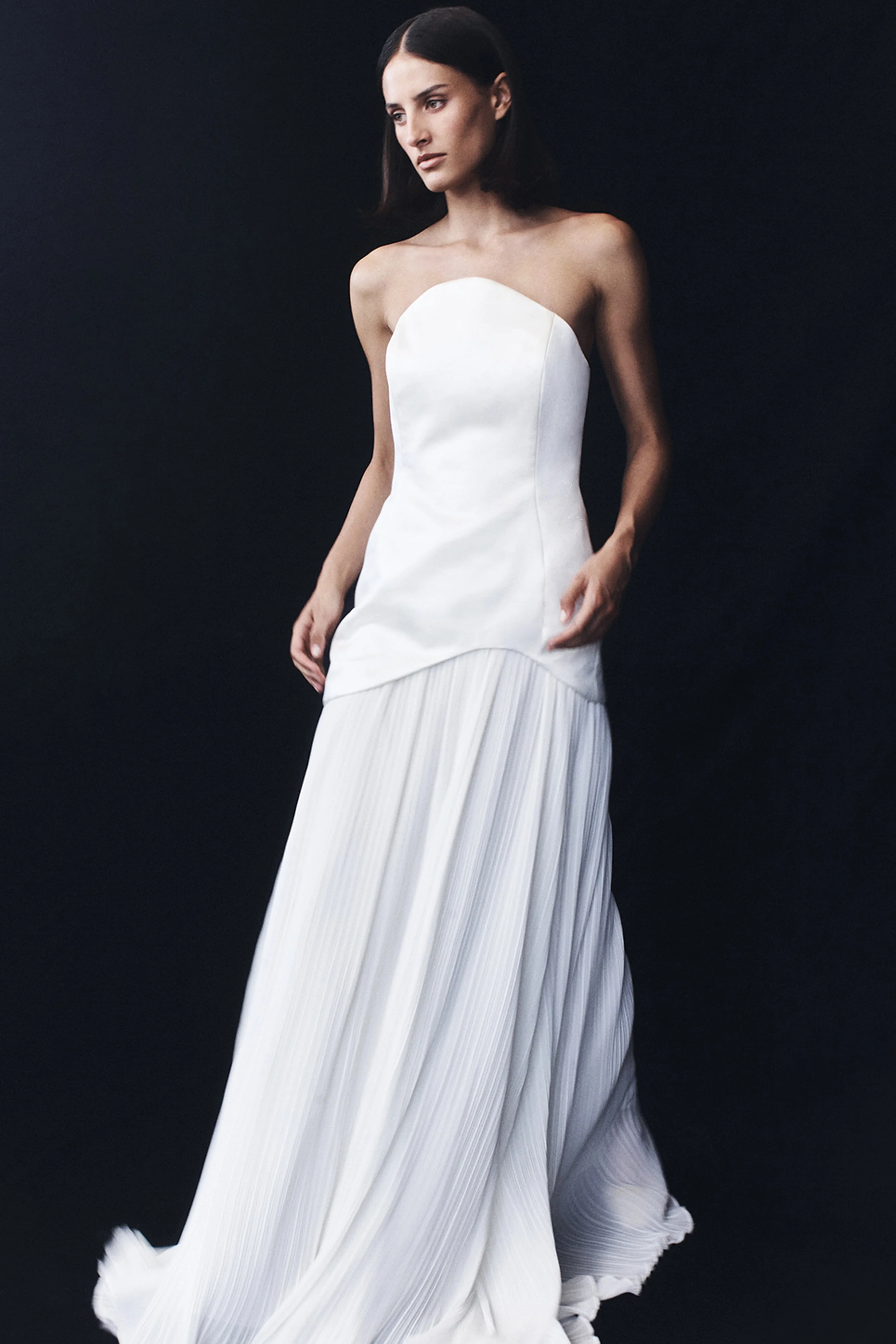Juno Strapless Pleated Maxi Gown - White - Image 13