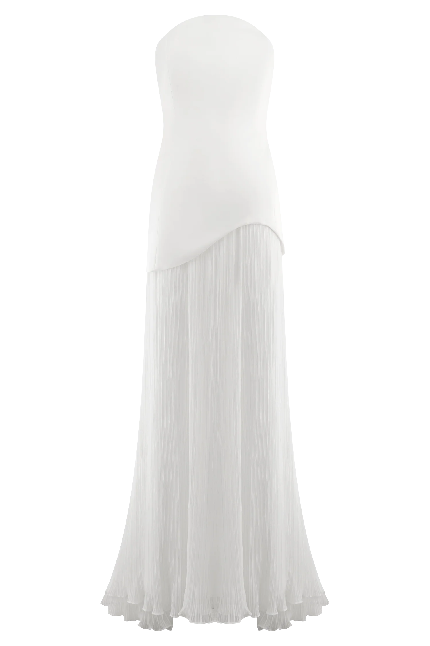 Juno Strapless Pleated Maxi Gown - White - Image 15