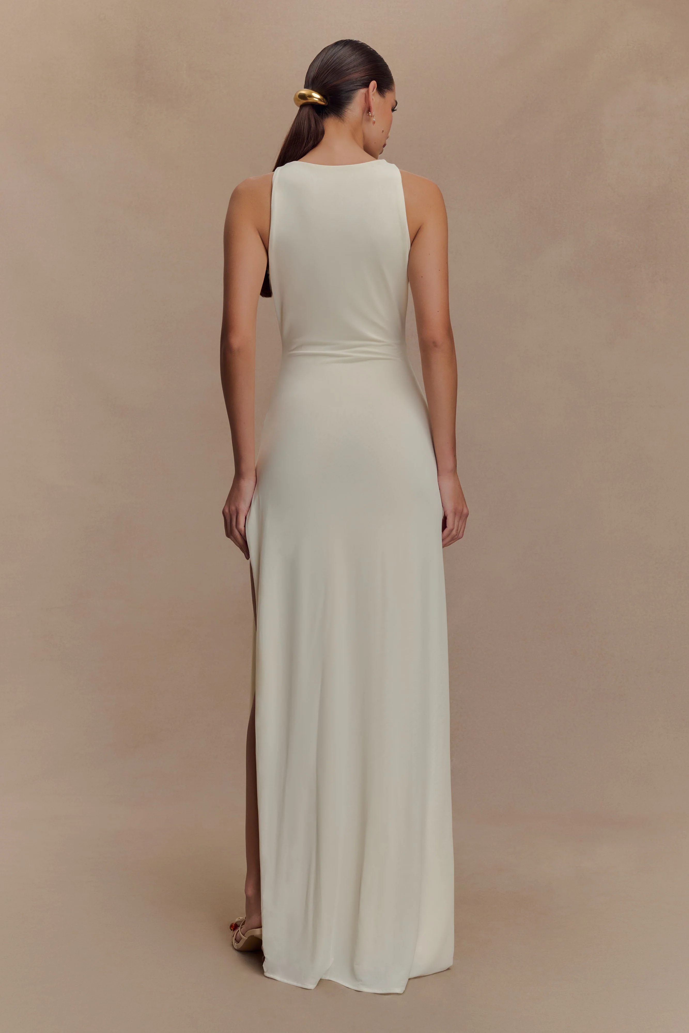 Kaiden Slinky Beaded Maxi Dress - Ivory - Image 3