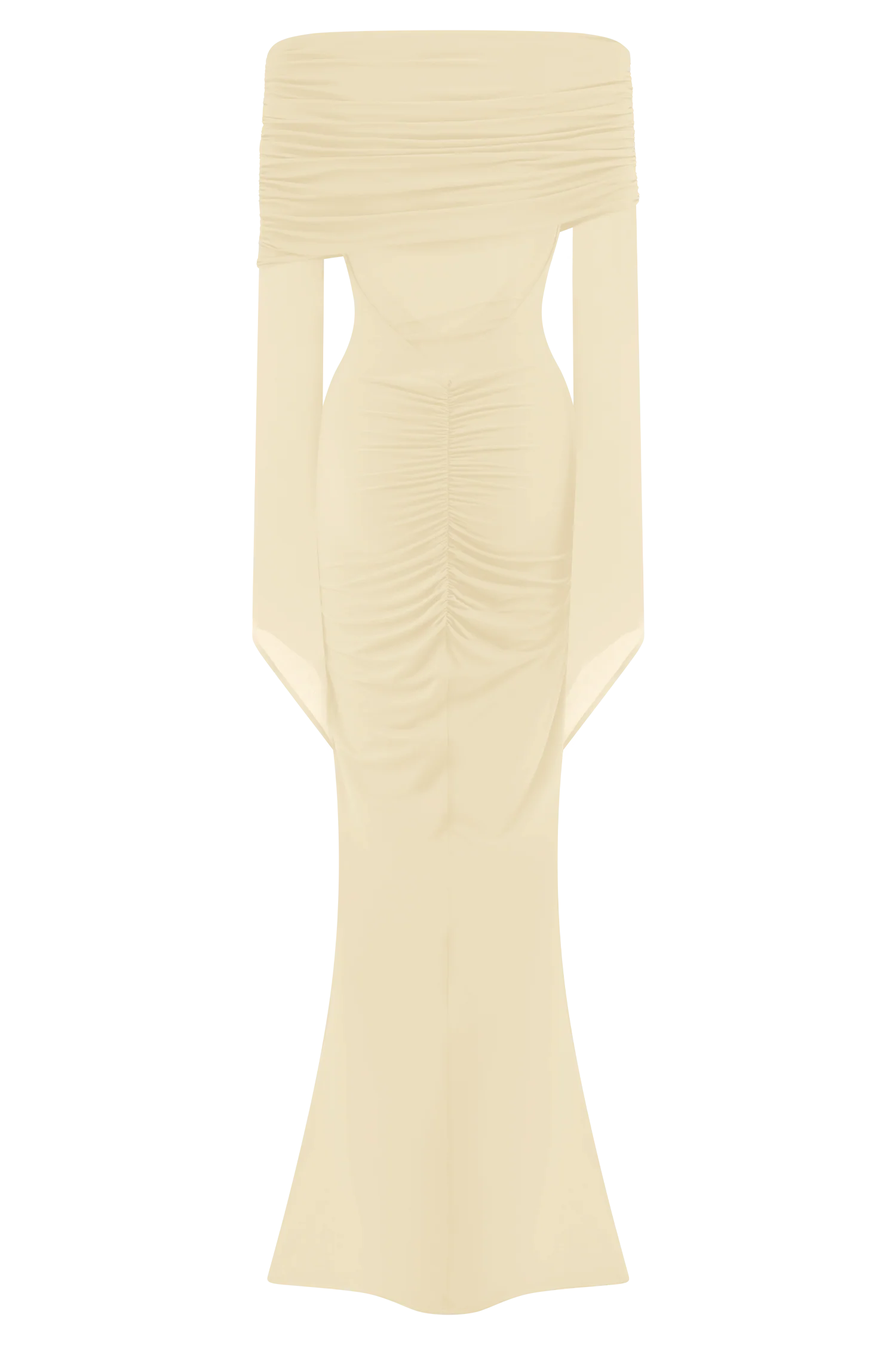 Kaitlin One Shoulder Slinky And Mesh Maxi Dress - Ivory - Image 8