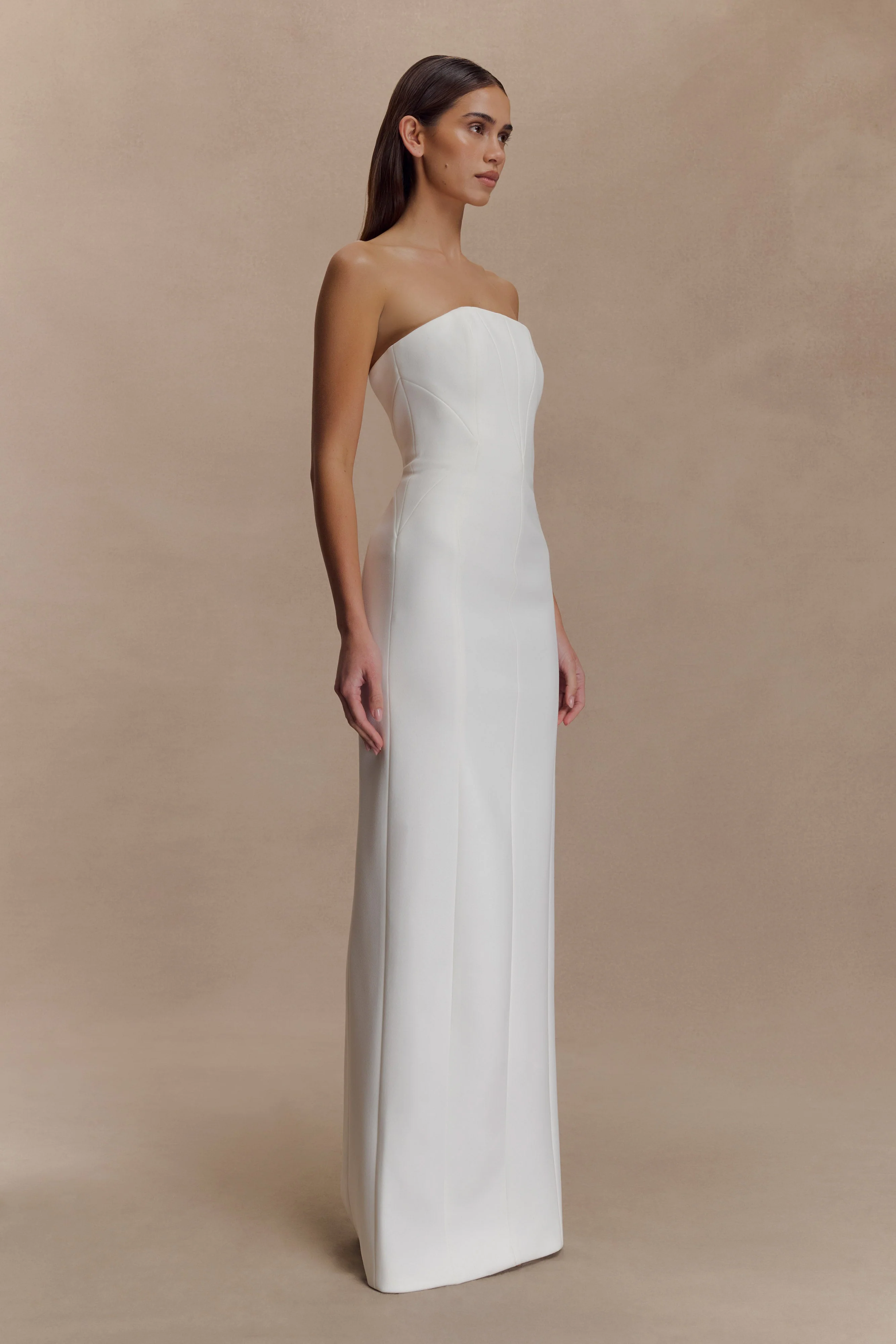 Kalila Strapless Crepe Maxi Dress - White - Image 5