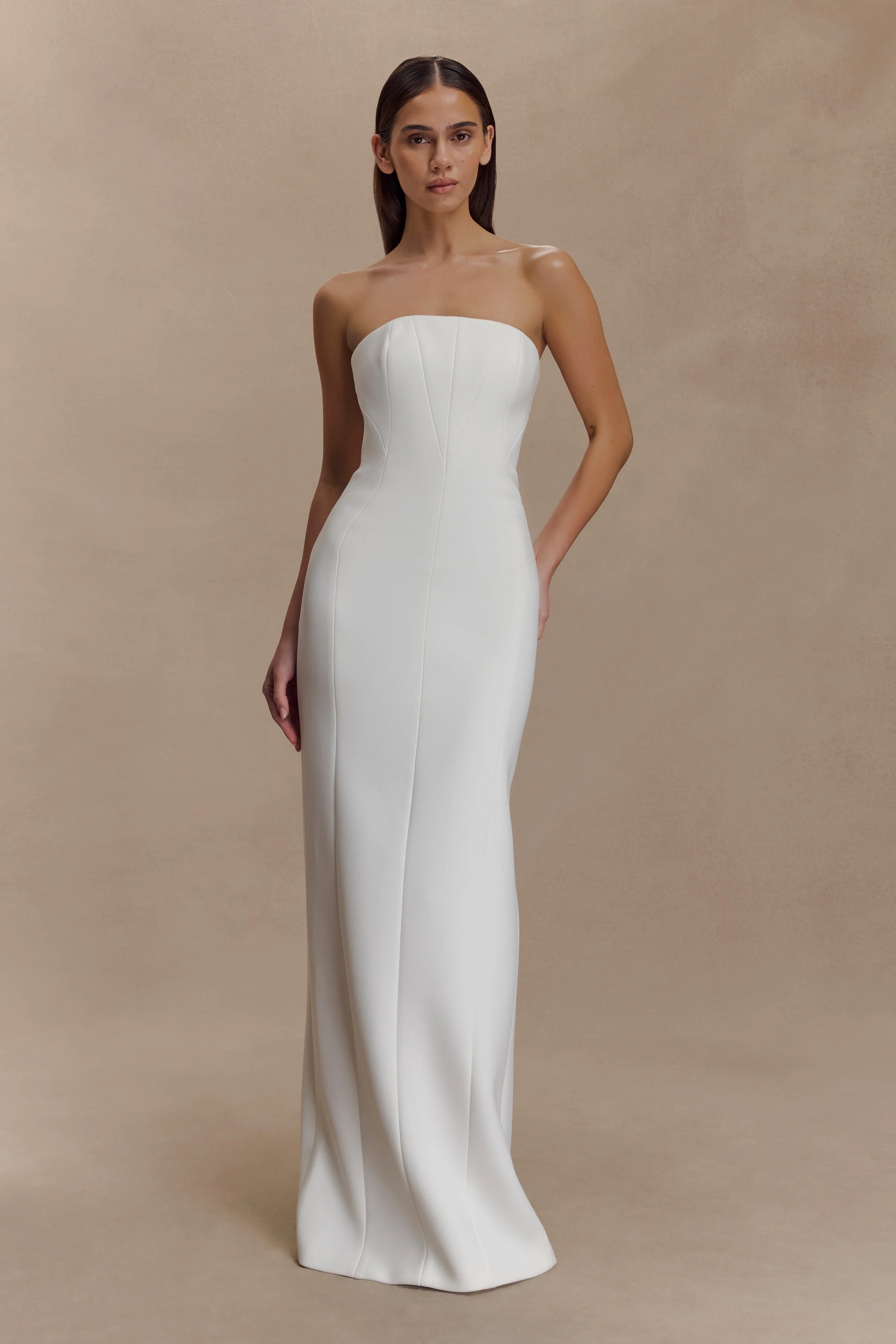 Kalila Strapless Crepe Maxi Dress - White - Image 7