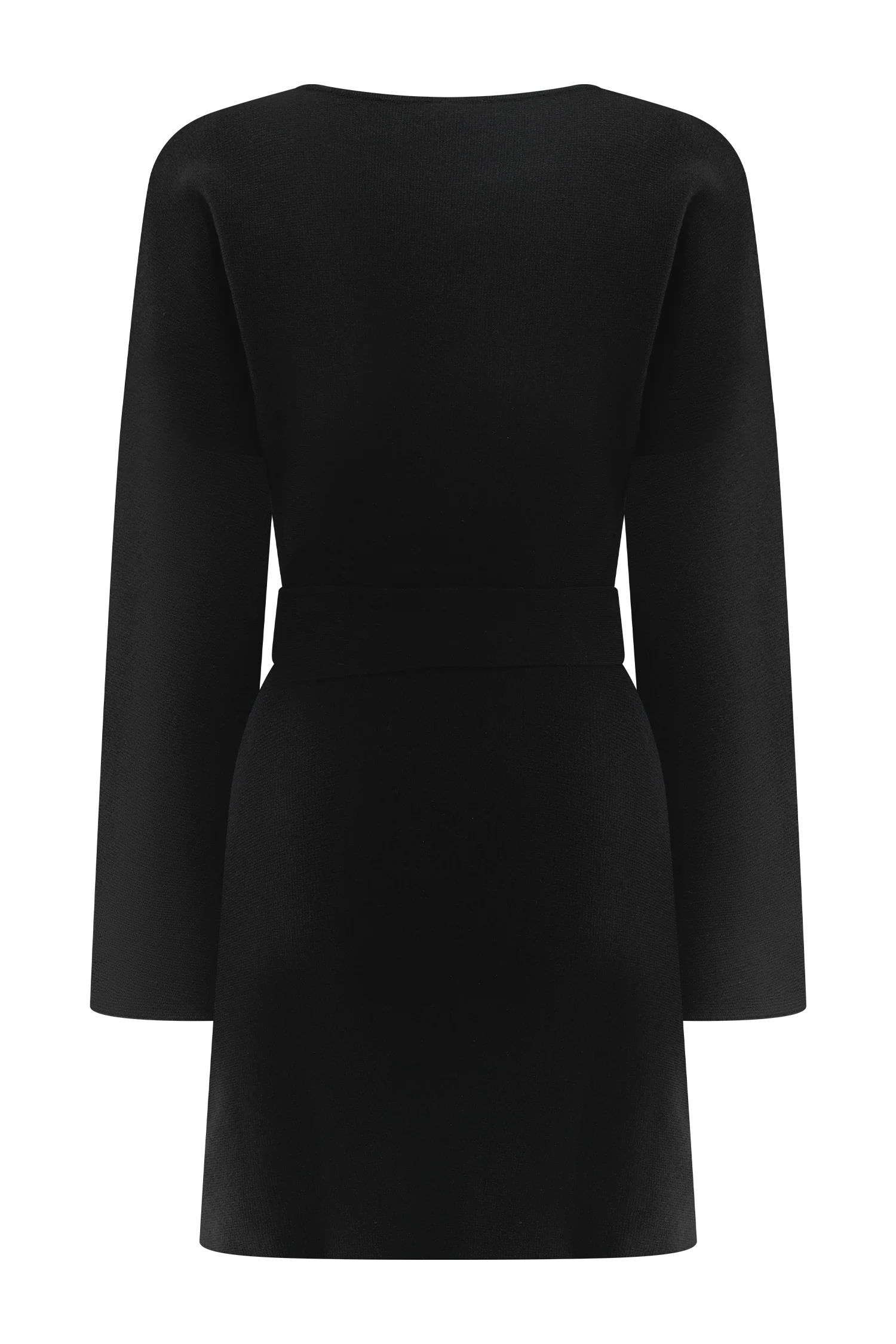 Kassie Belt Tie Knit Mini Dress - Black - Image 9