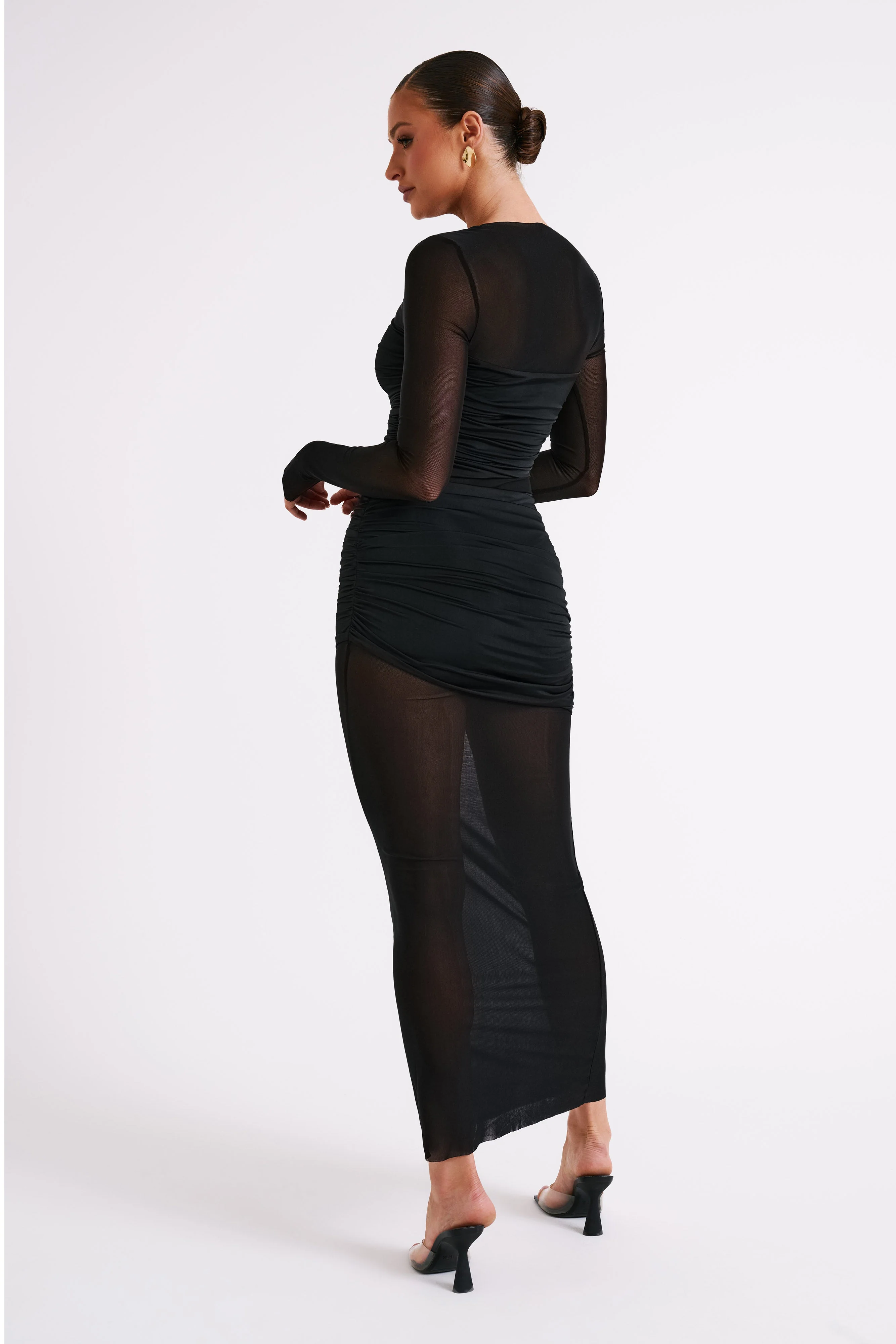 Kate Mesh And Nylon Maxi Dress - Black - Image 3