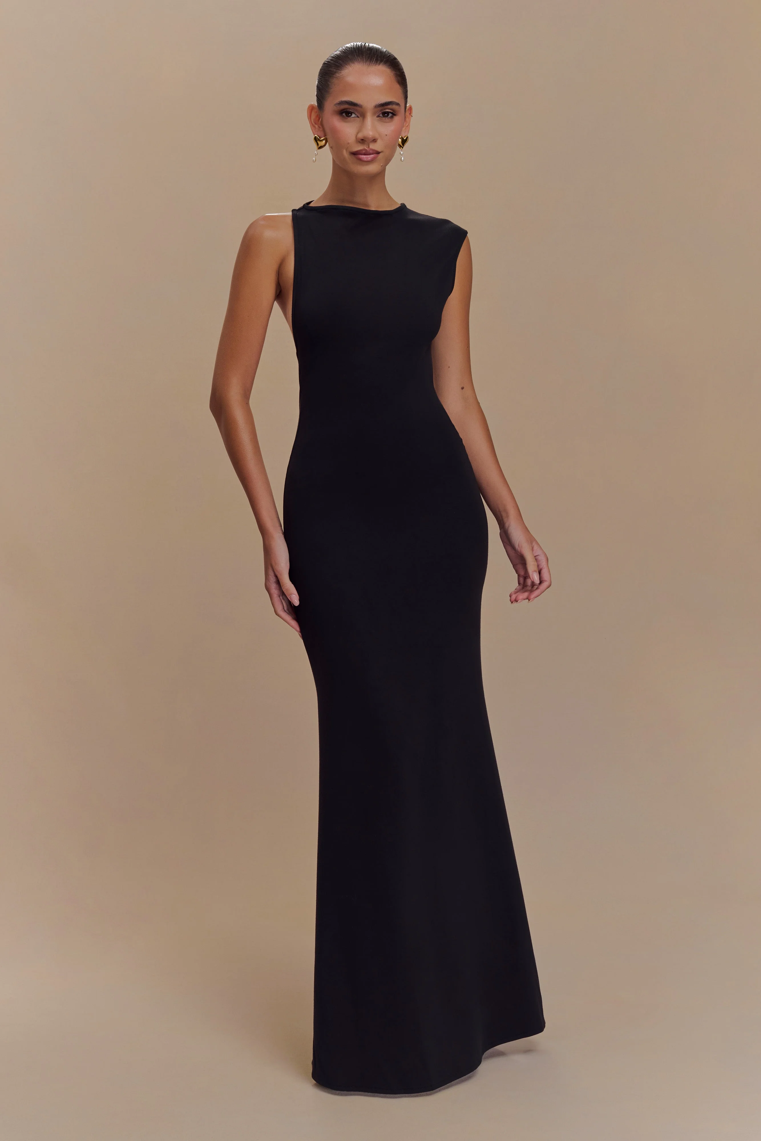 Katerina Scuba Jersey Cut Out Maxi Dress - Black - Image 2