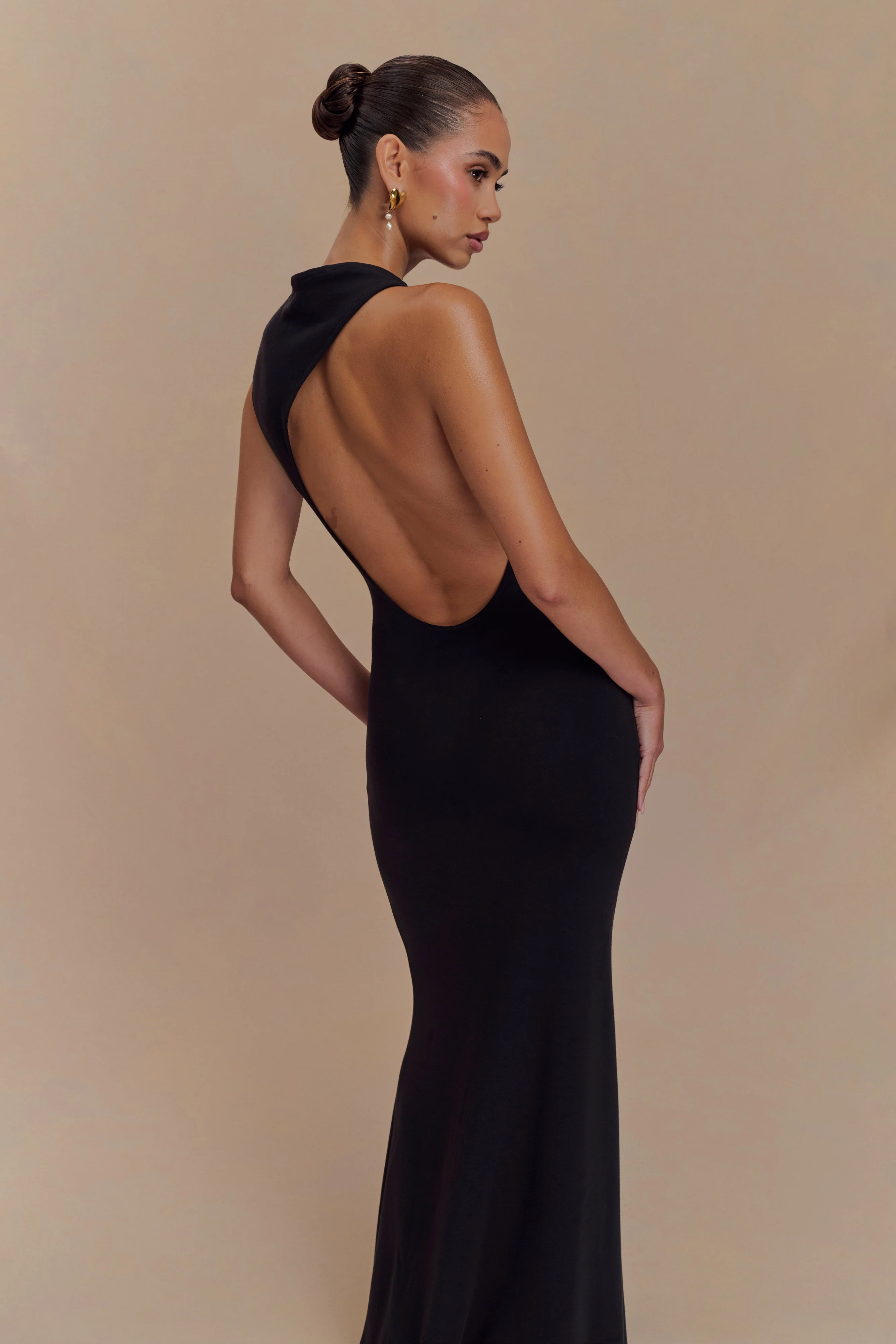 Katerina Scuba Jersey Cut Out Maxi Dress - Black - Image 3