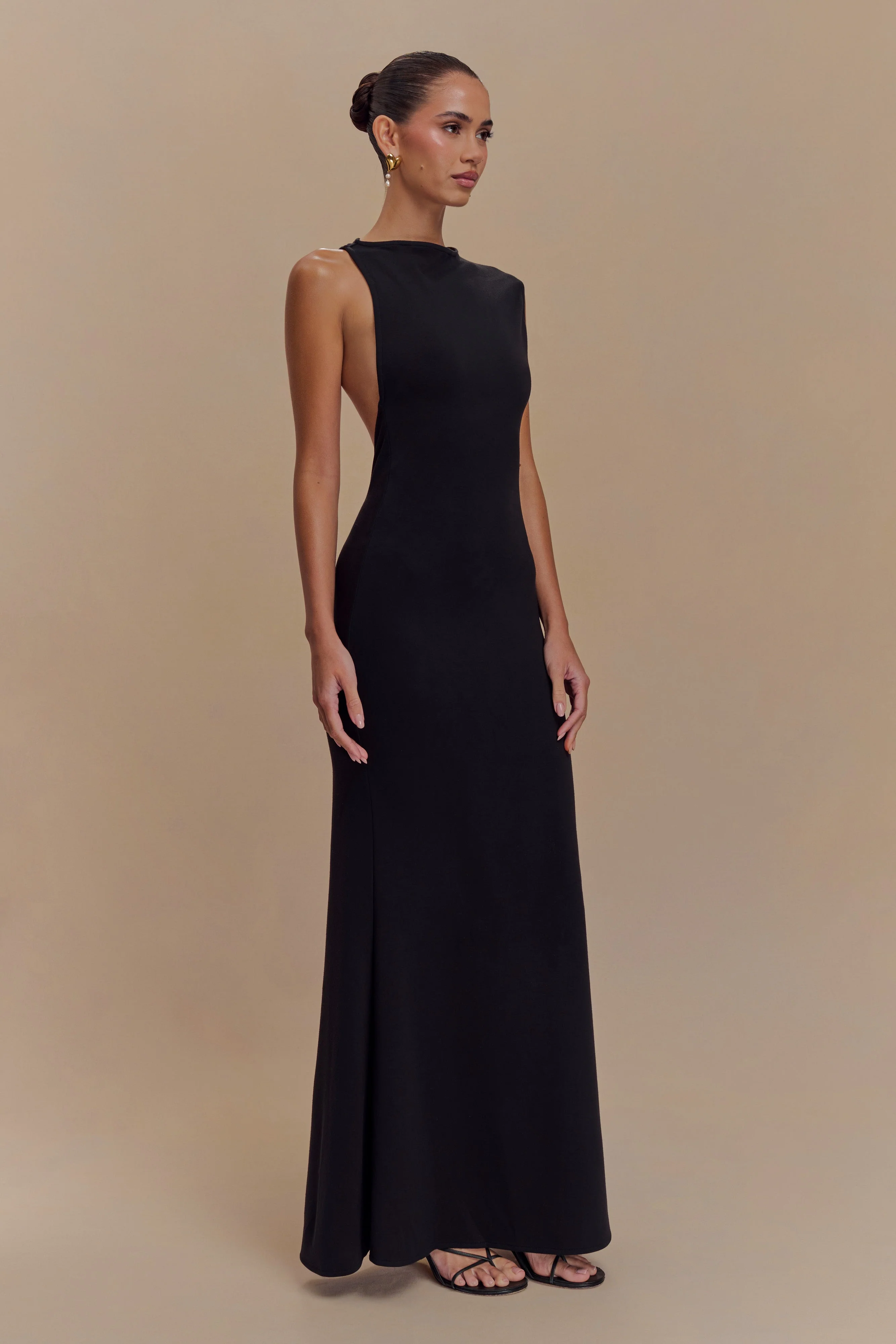 Katerina Scuba Jersey Cut Out Maxi Dress - Black - Image 4