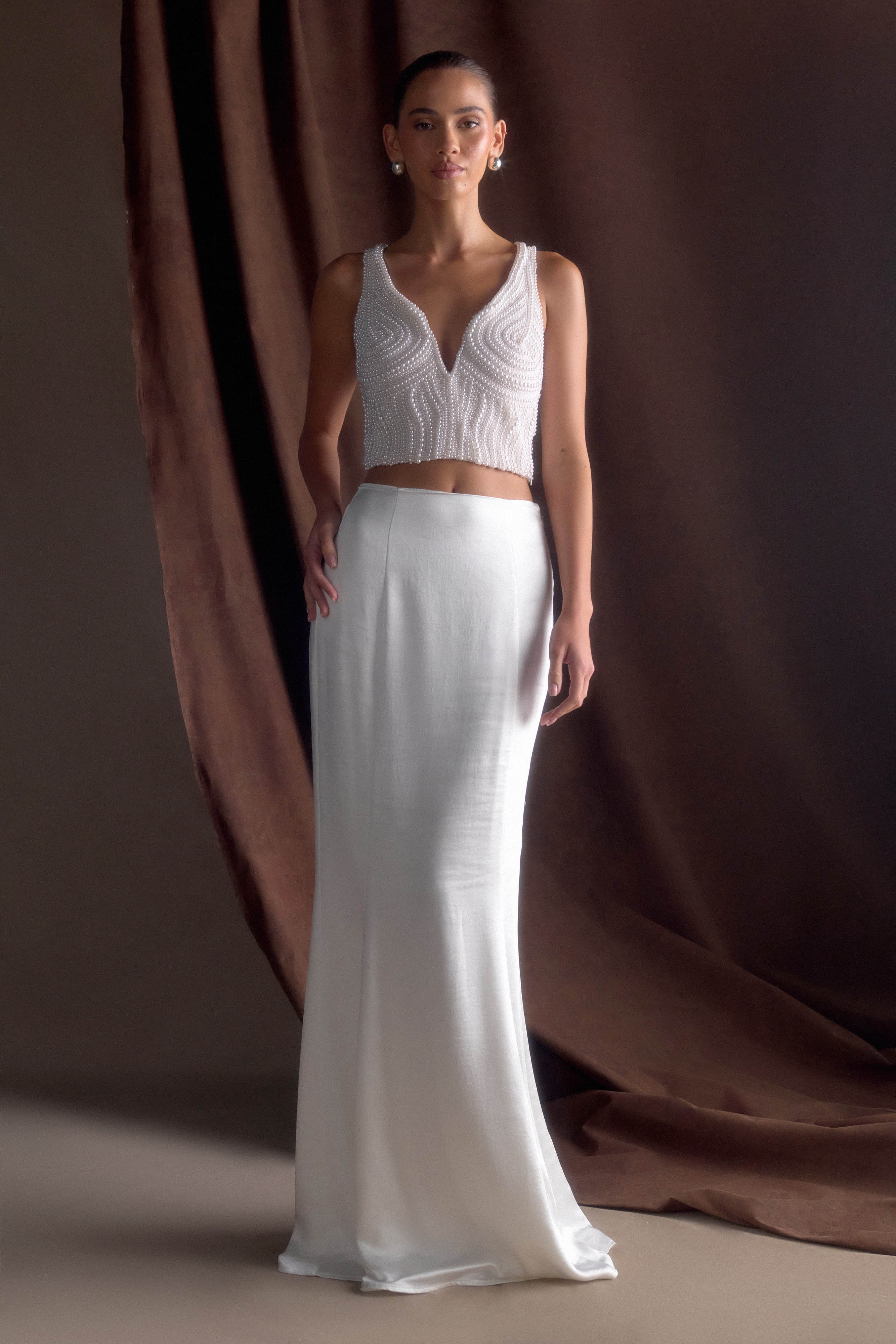 Kathia Pearl Hand Beaded Top - White - Image 2