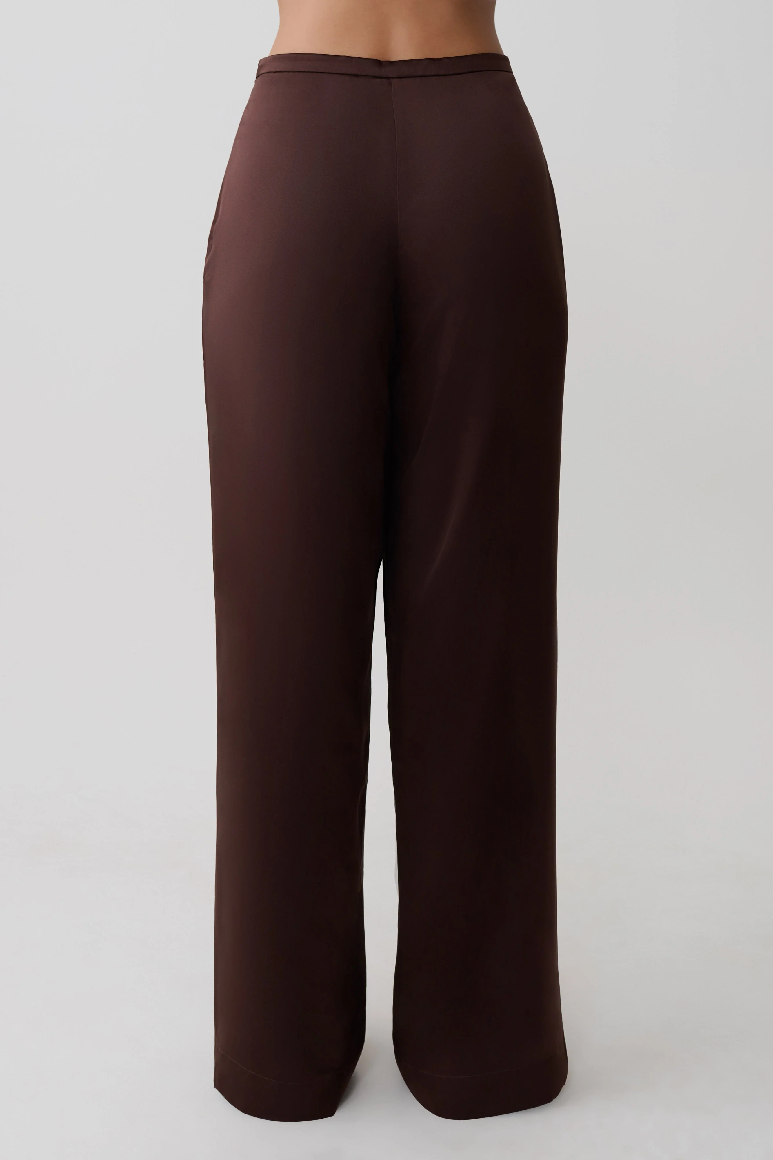 Kayla Silk Blend Straight Leg Pants - Dark Chocolate - Image 2