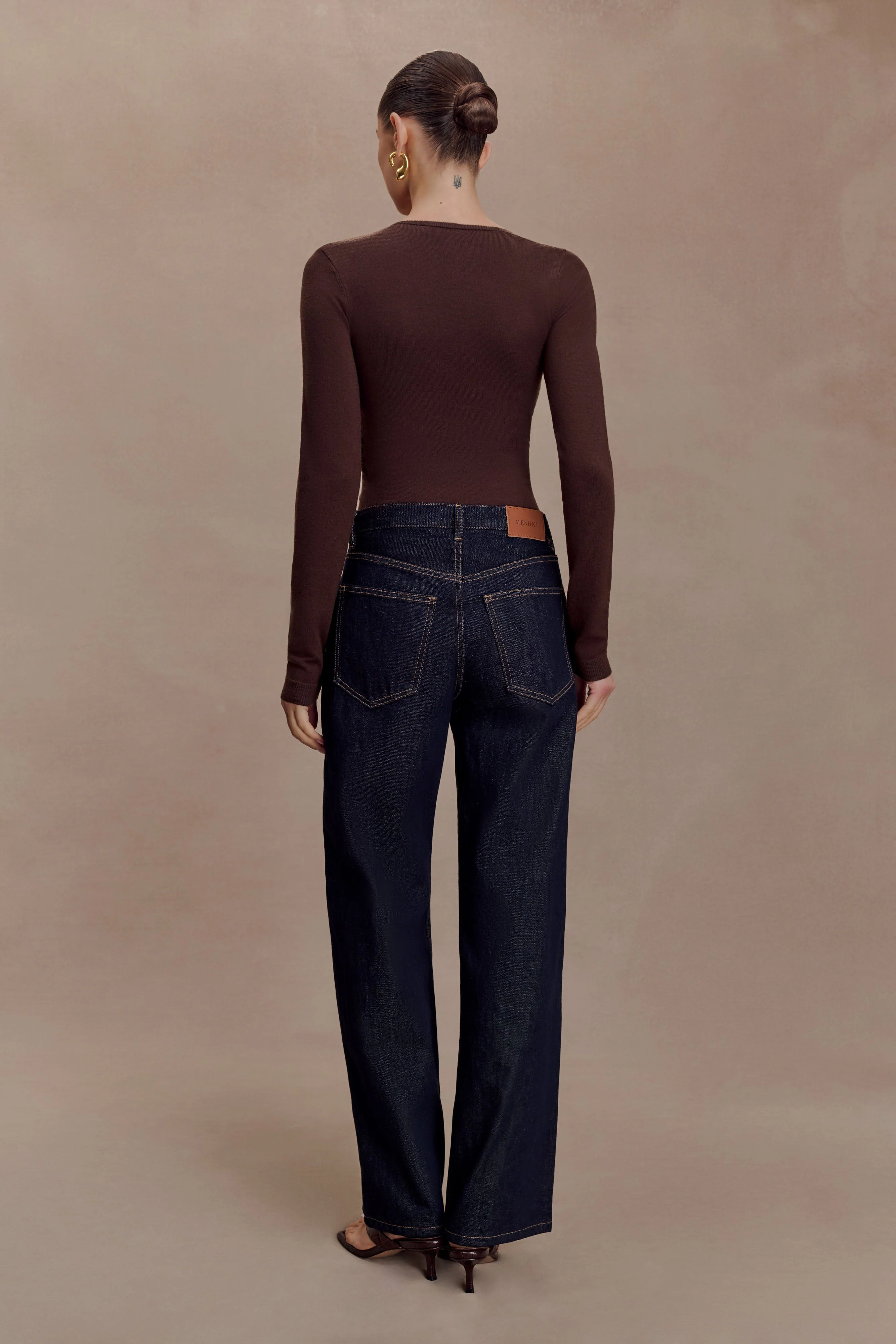 Kaylen Knit Long Sleeve Top - Dark Chocolate - Image 5