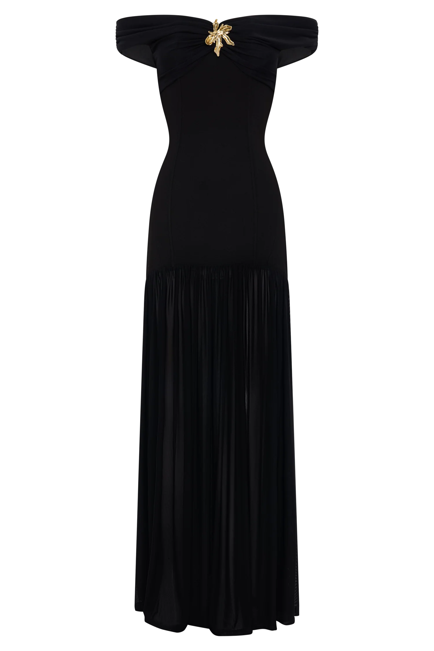 Kellie Off Shoulder Crepe Maxi Dress - Black - Image 9