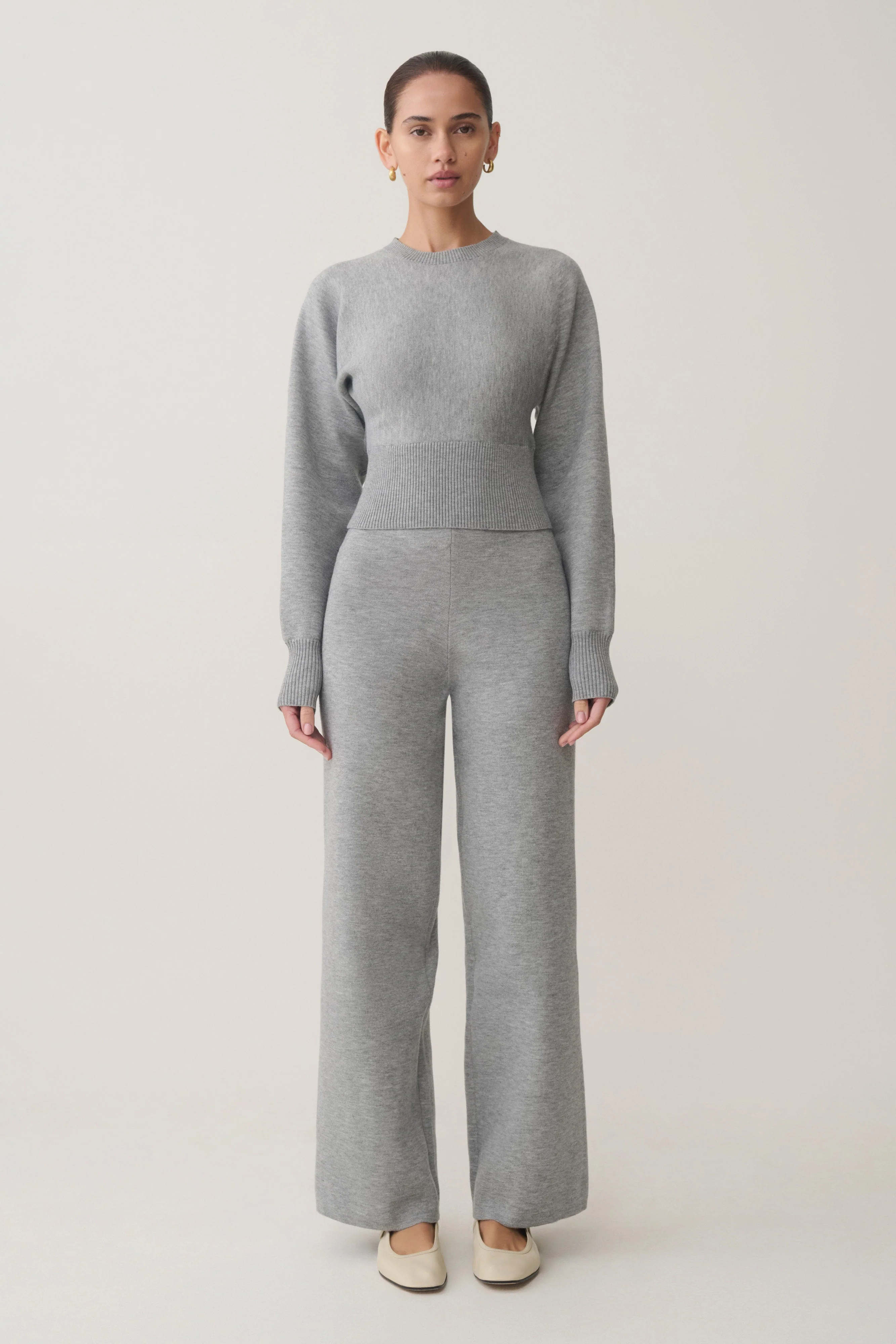 Kerrymae Straight Leg Knit Pants - Grey Marle