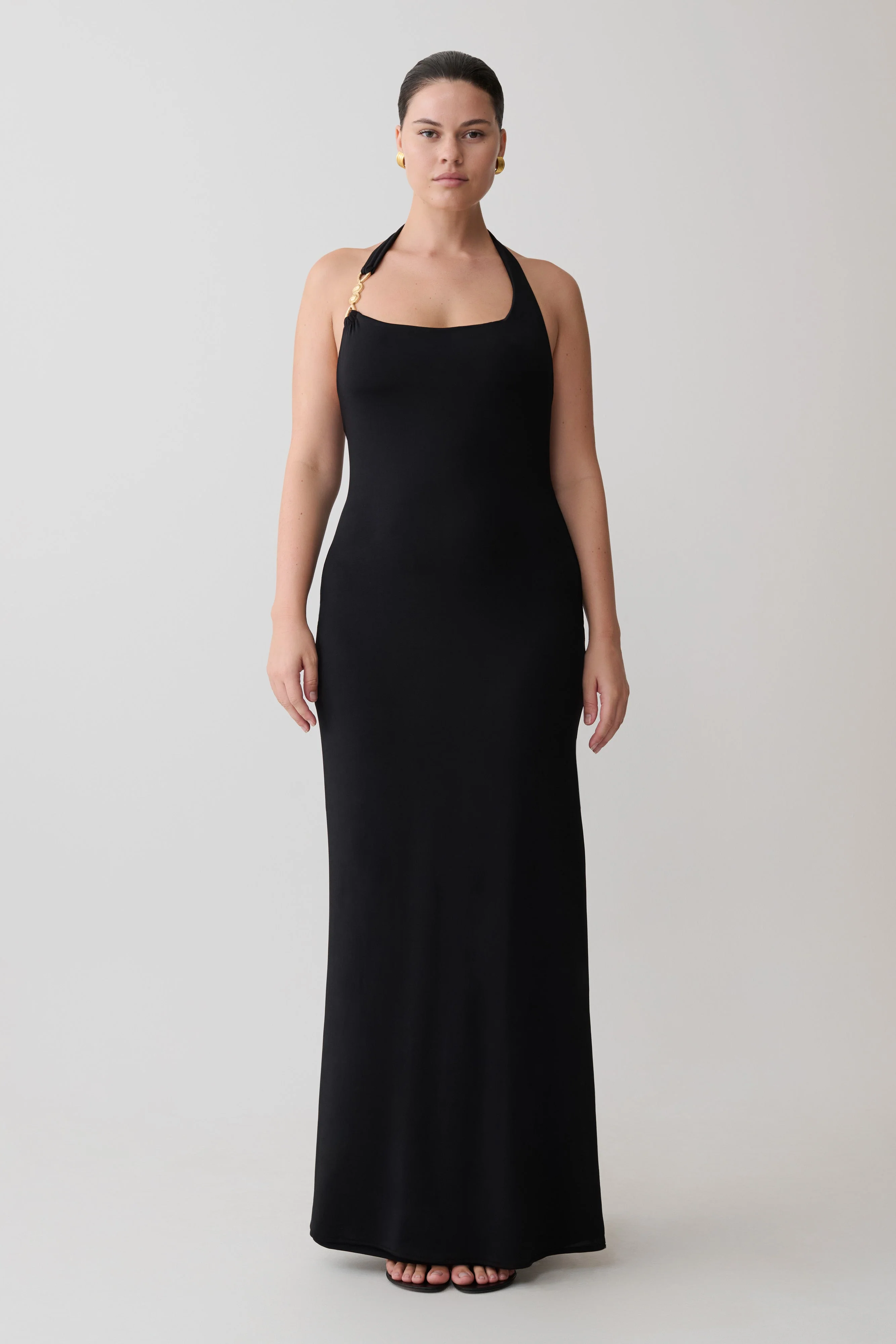 Khanh Slinky Halter Maxi Dress - Black - Image 5