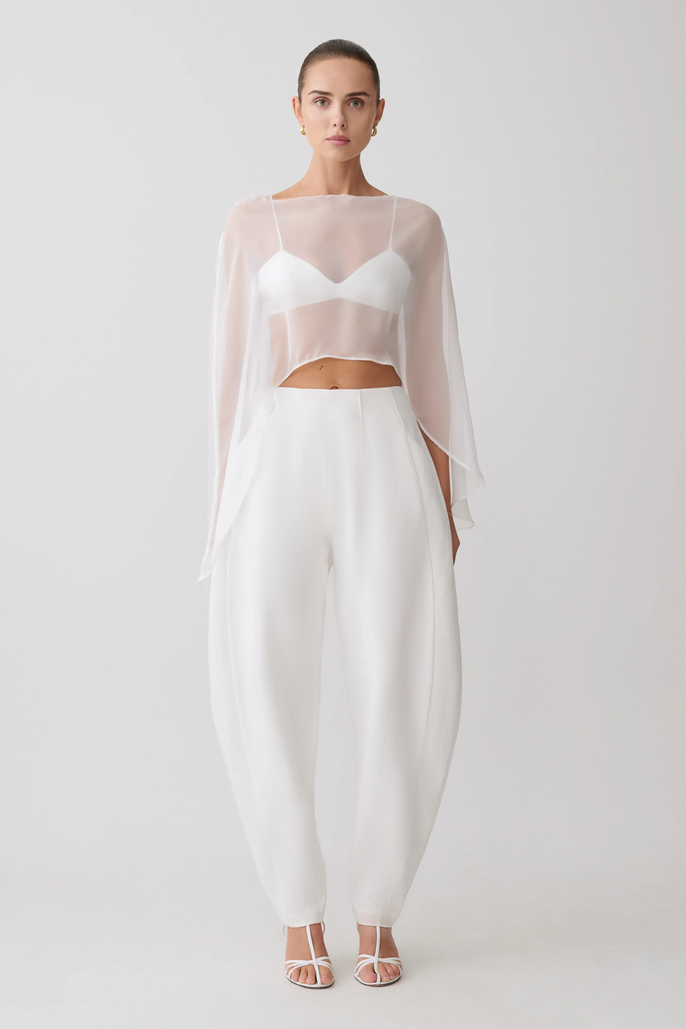 Kirstine Bralette With Chiffon Cape - Ivory - Image 4