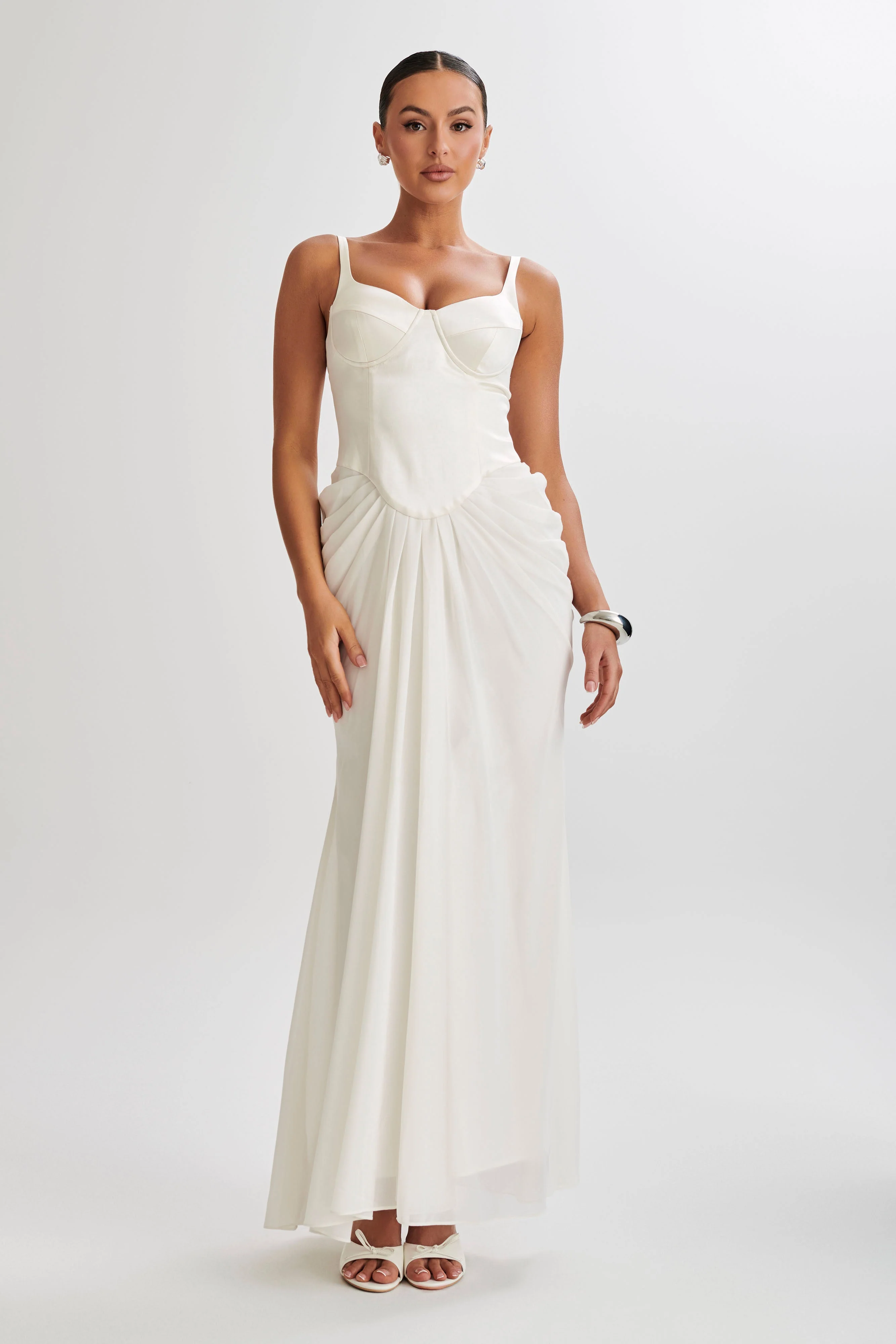 Leila Satin Corset Maxi Dress - Ivory - Image 5