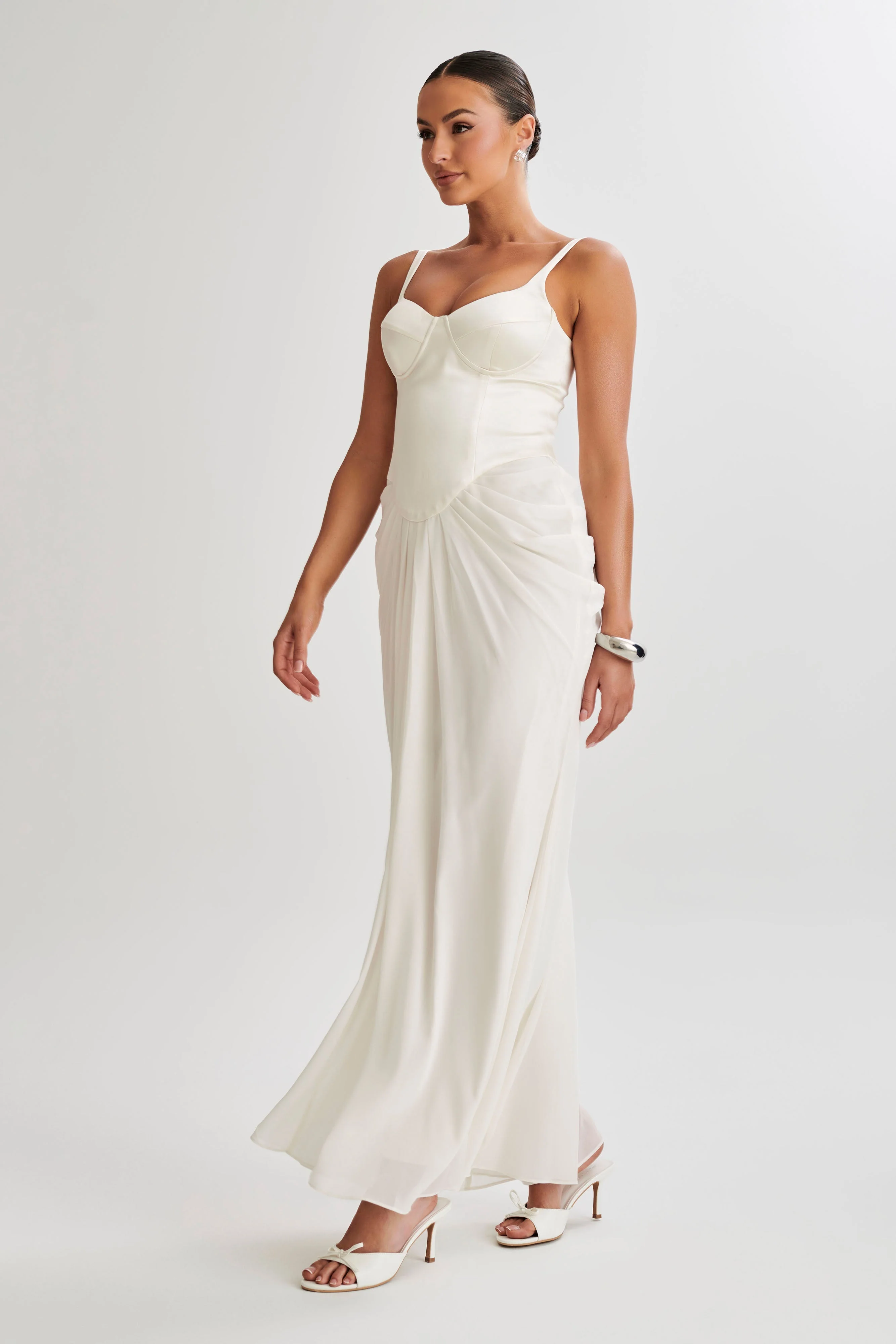 Leila Satin Corset Maxi Dress - Ivory - Image 6