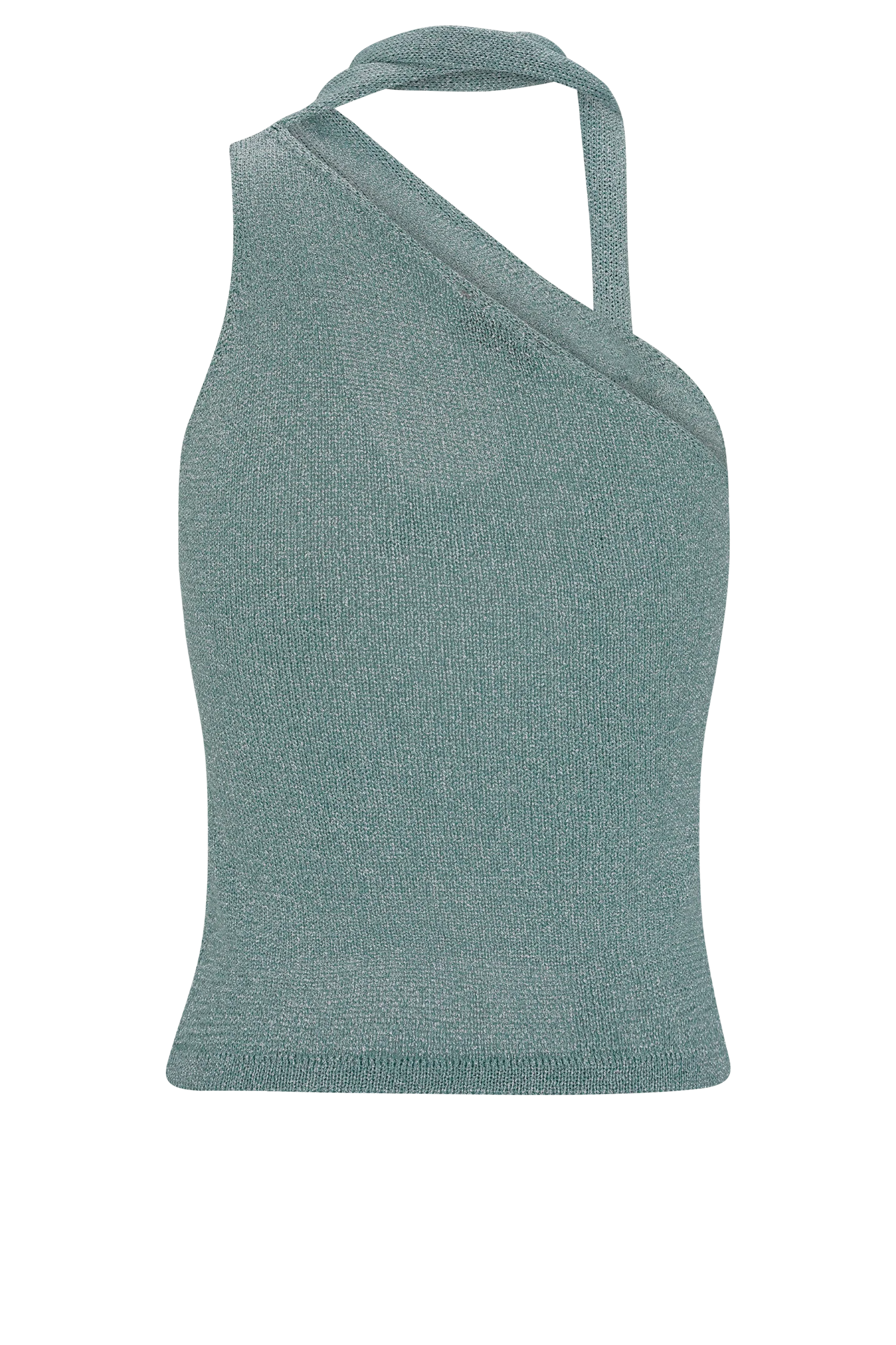 Leone One Shoulder Metallic Knit Top - Aqua - Image 8